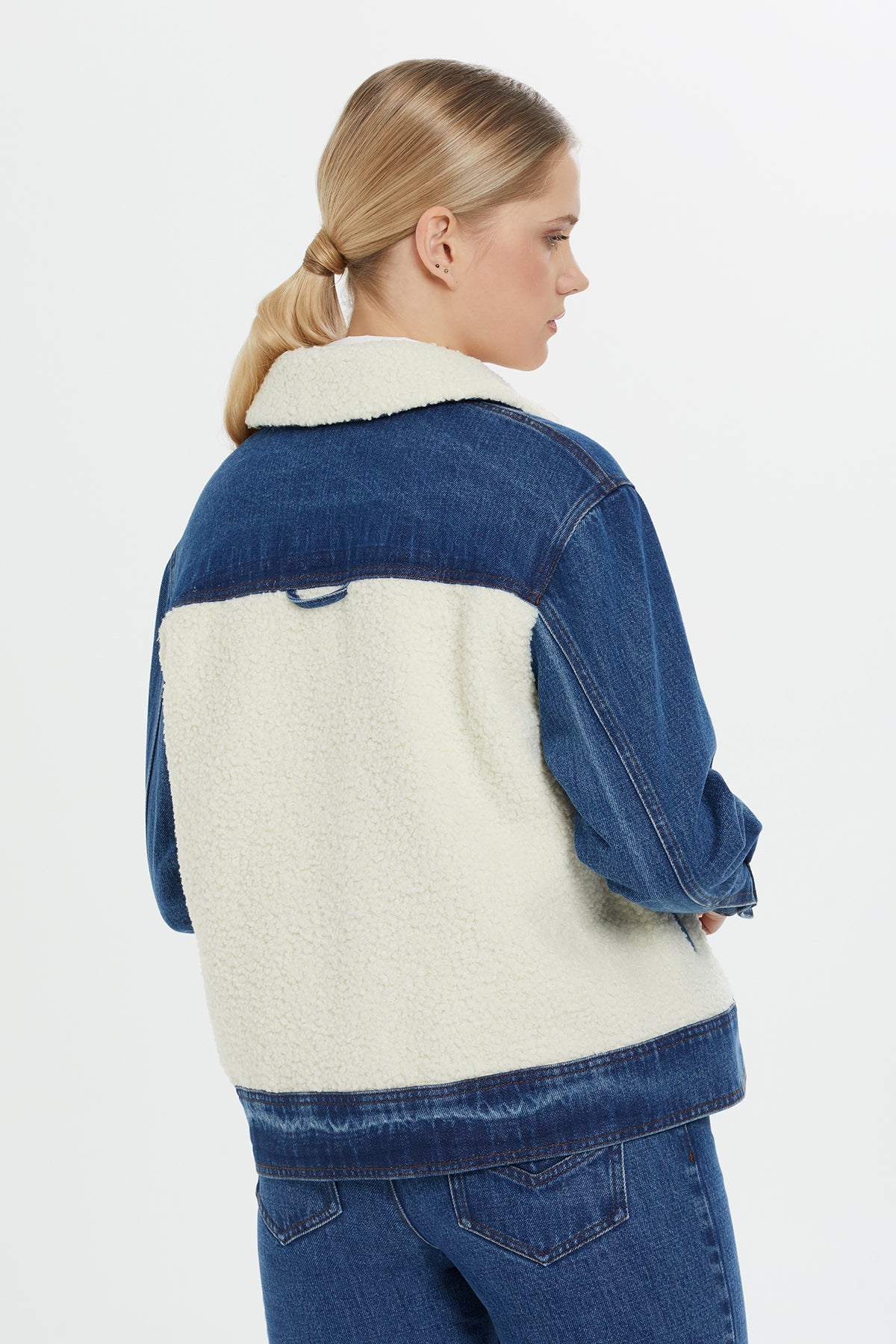 Plush-Detail Denim Jacket