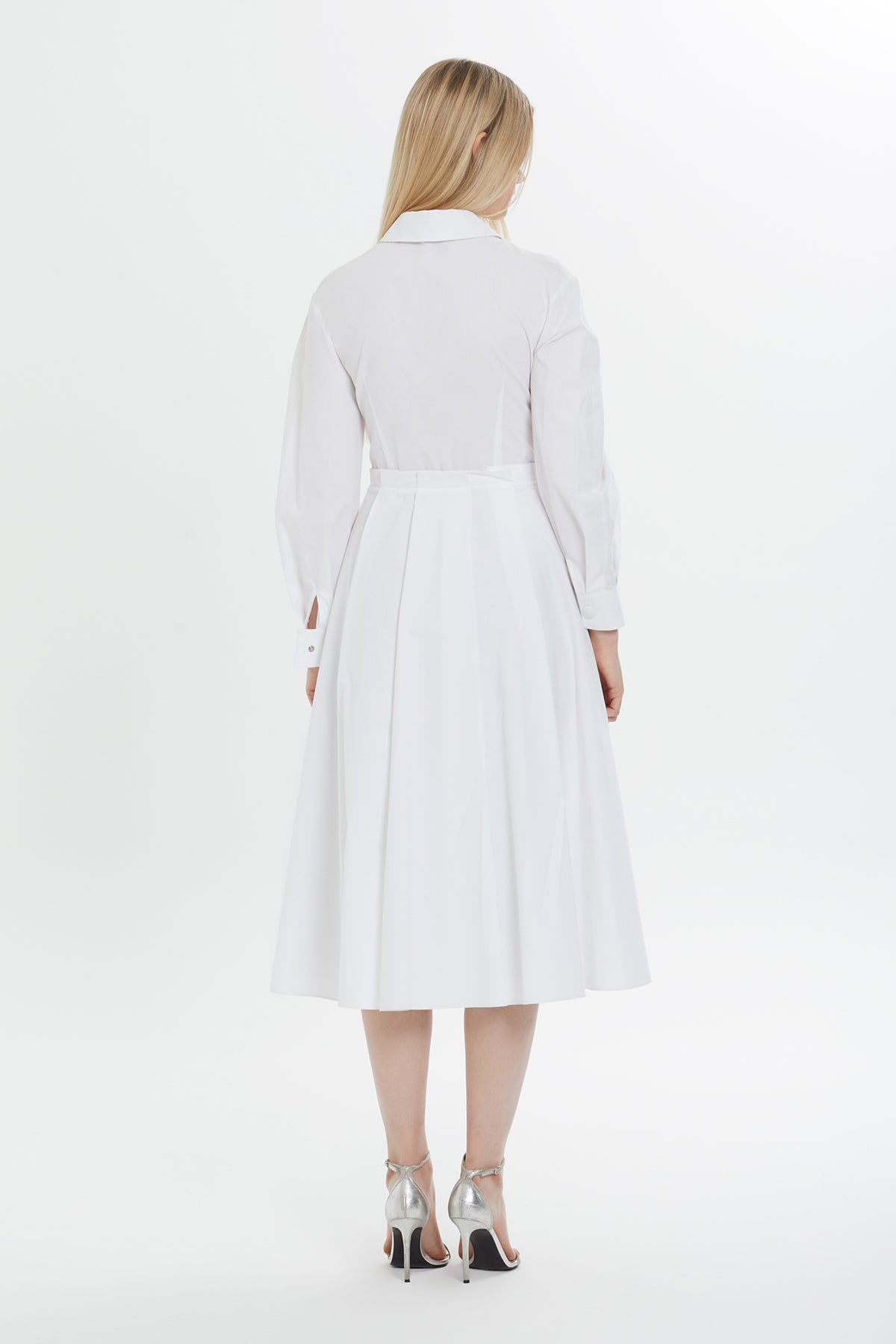 White Midi Zipper Detail Dress