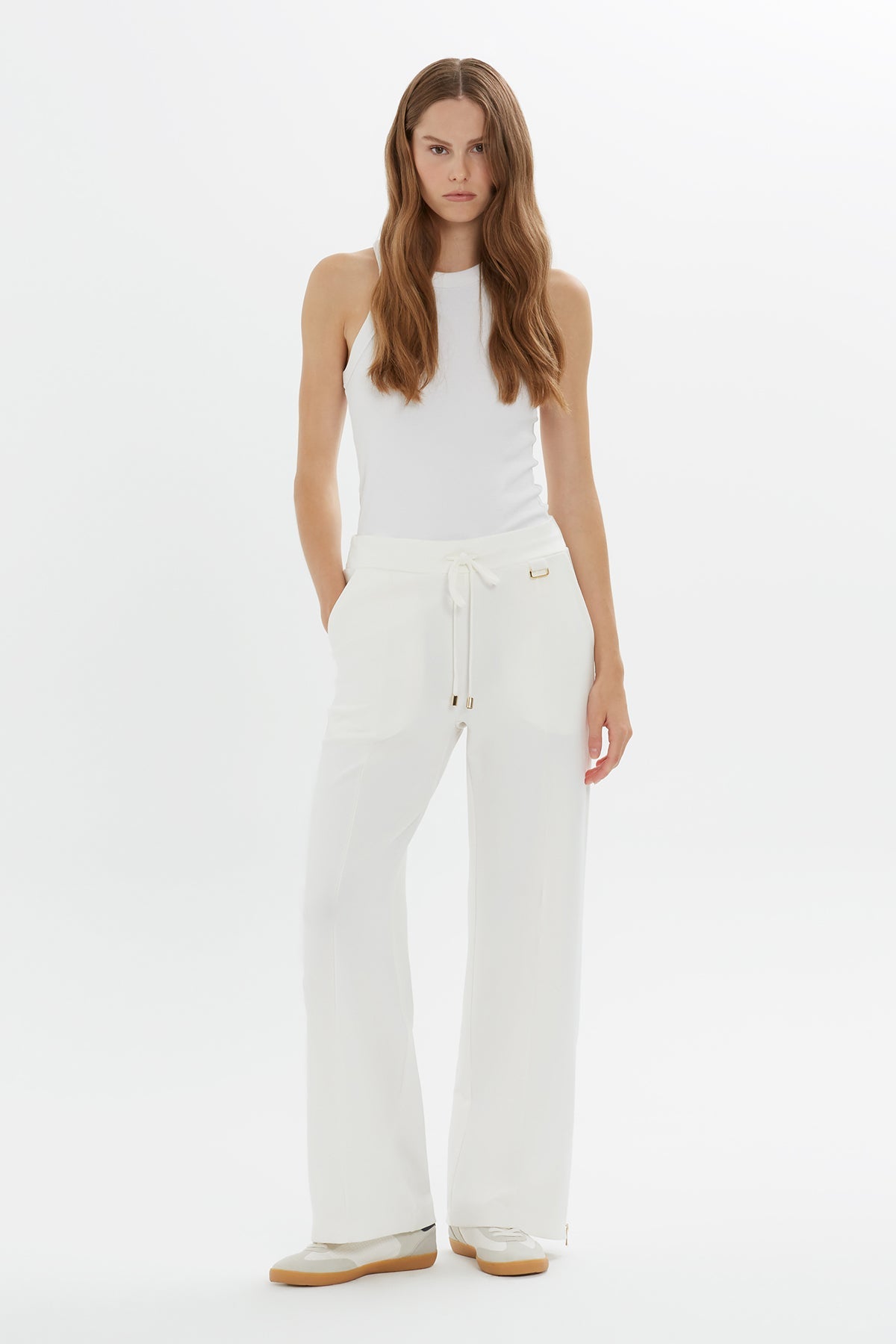 Ecru Straight-Leg Drawstring Sweatpants