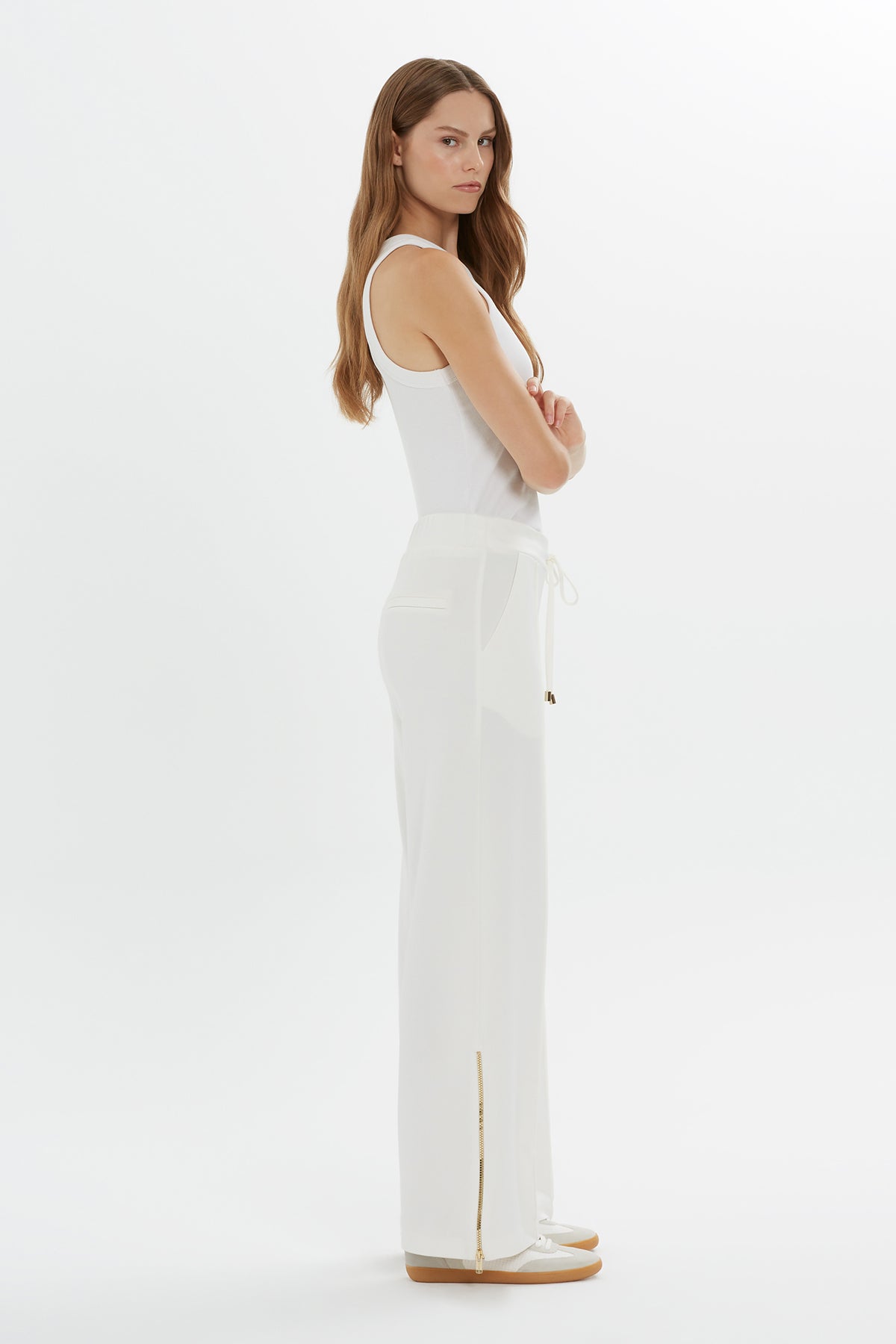 Ecru Straight-Leg Drawstring Sweatpants