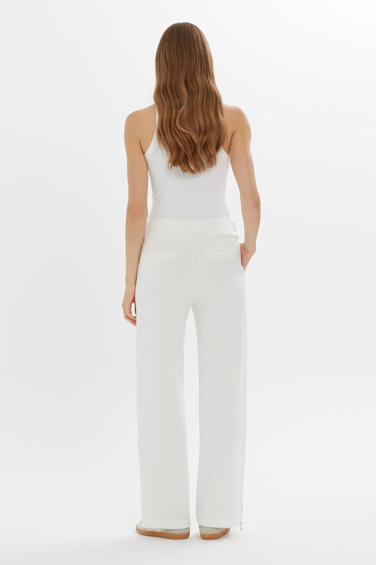 Ecru Straight-Leg Drawstring Sweatpants