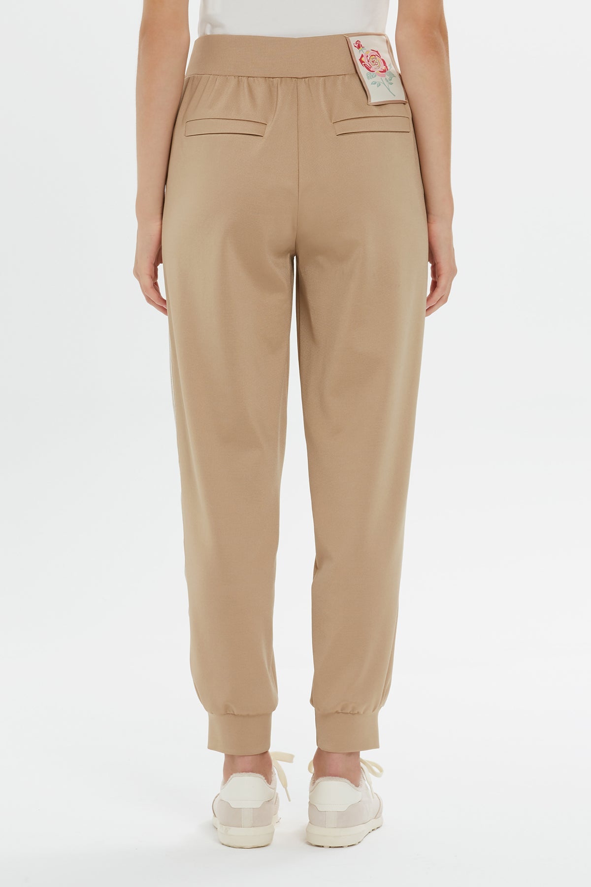 Beige Carrot Fit Drawstring Sweatpants