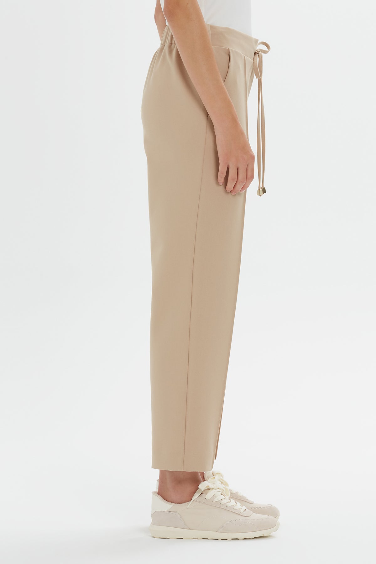 Beige Straight-Leg Sweatpants