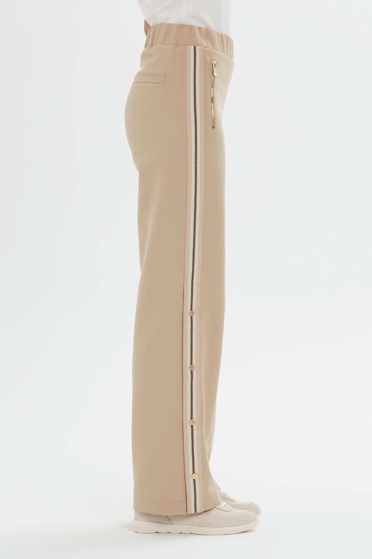 Beige Wide-Leg Sweatpants