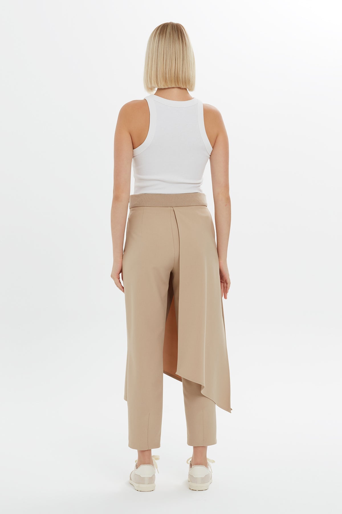 Beige Asymmetric Detail Pants