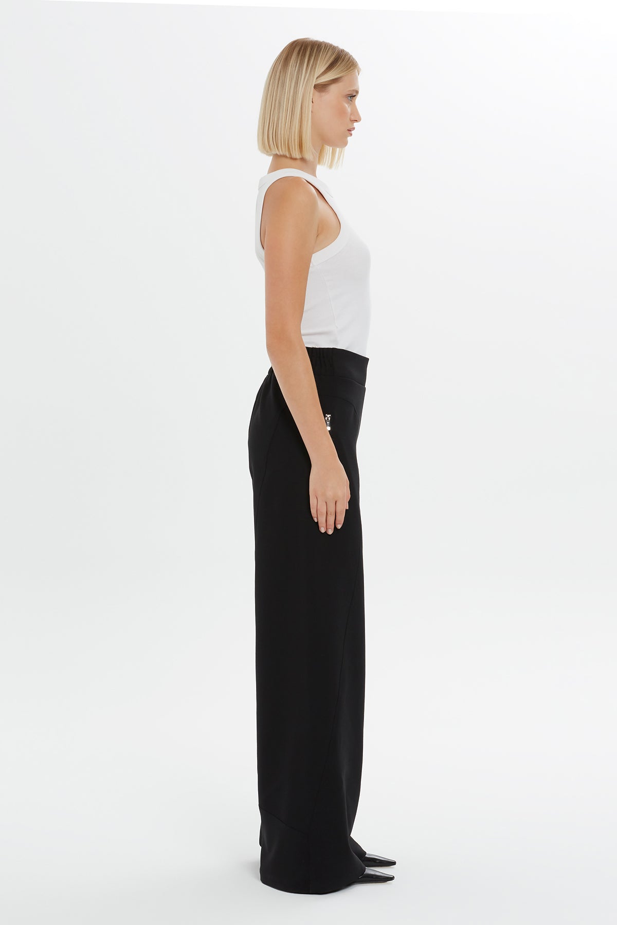 Black High-Waist Straight-Leg Sweatpants