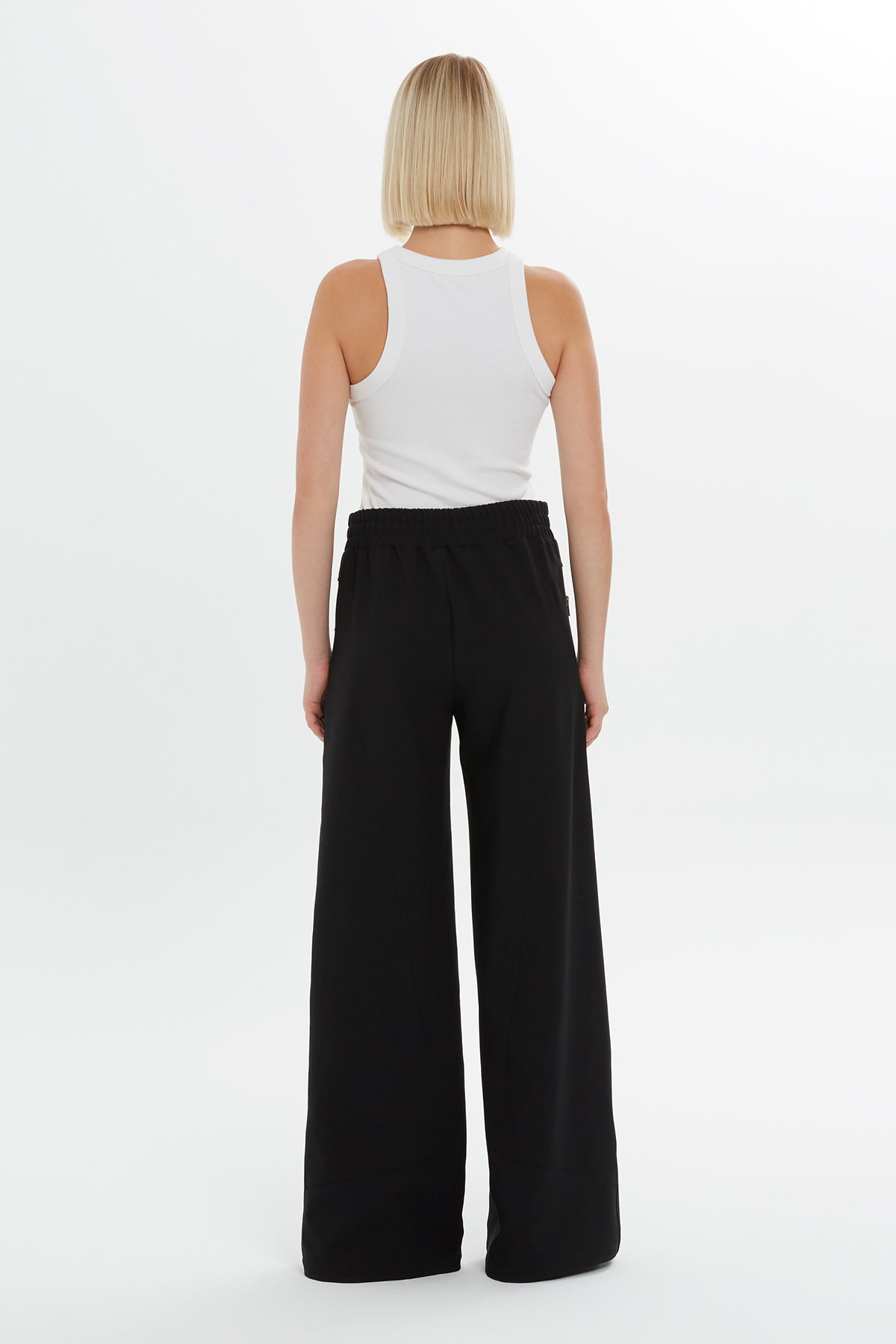 Black High-Waist Straight-Leg Sweatpants