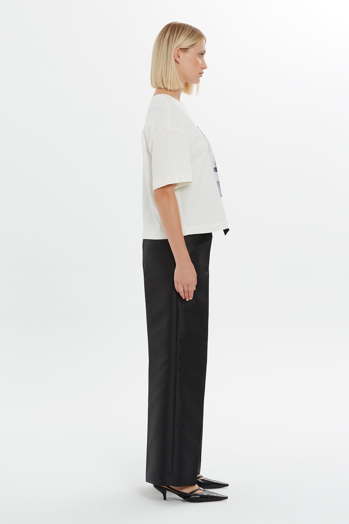 Ecru Print Detail Short-Sleeve T-Shirt