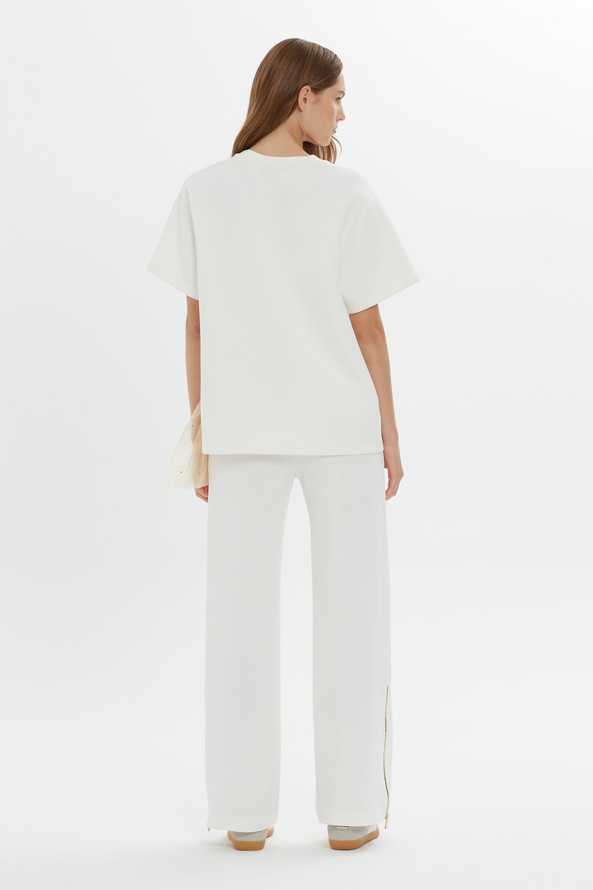 Ecru Tulle Detail T-Shirt