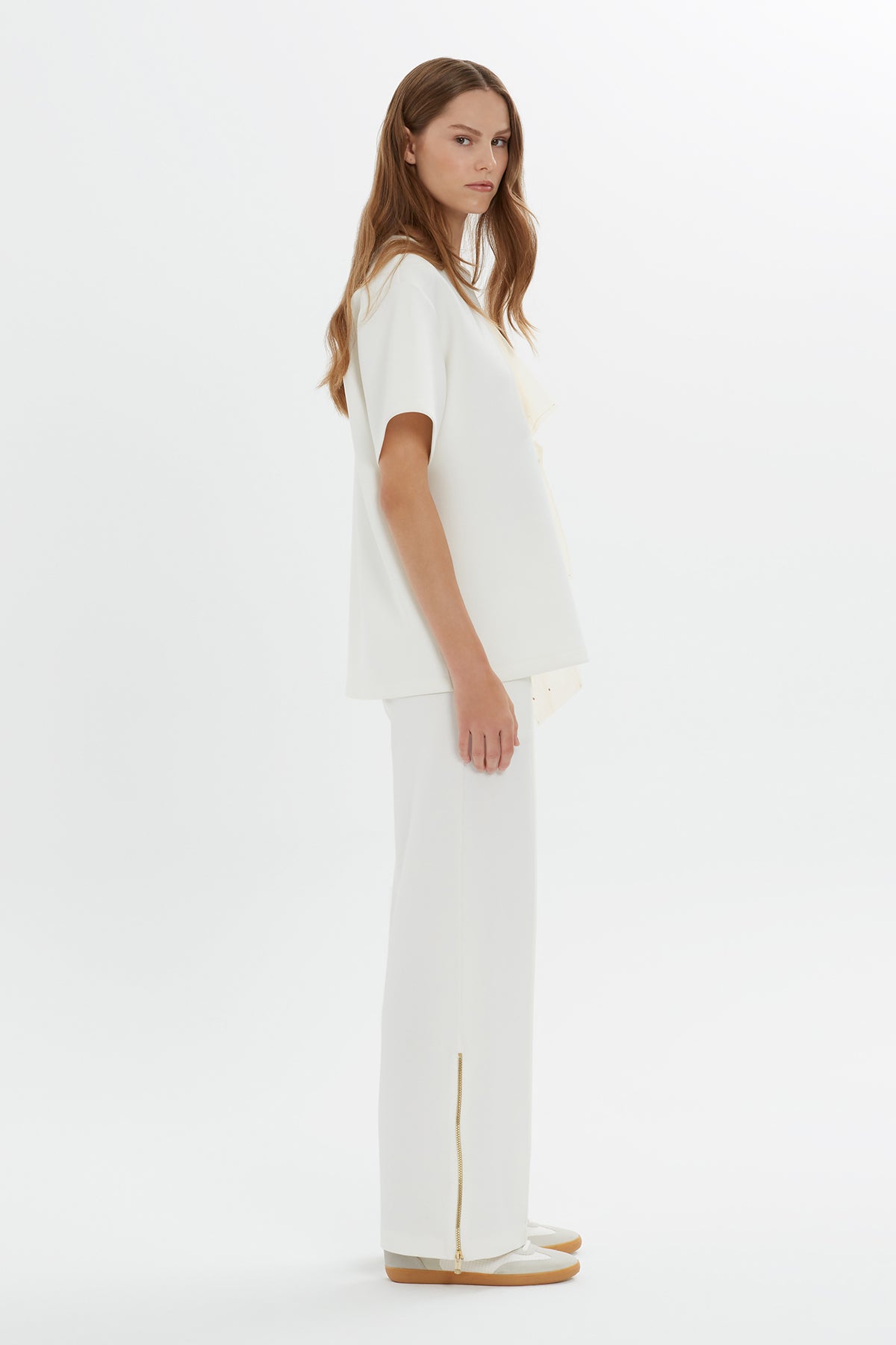 Ecru Tulle Detail T-Shirt