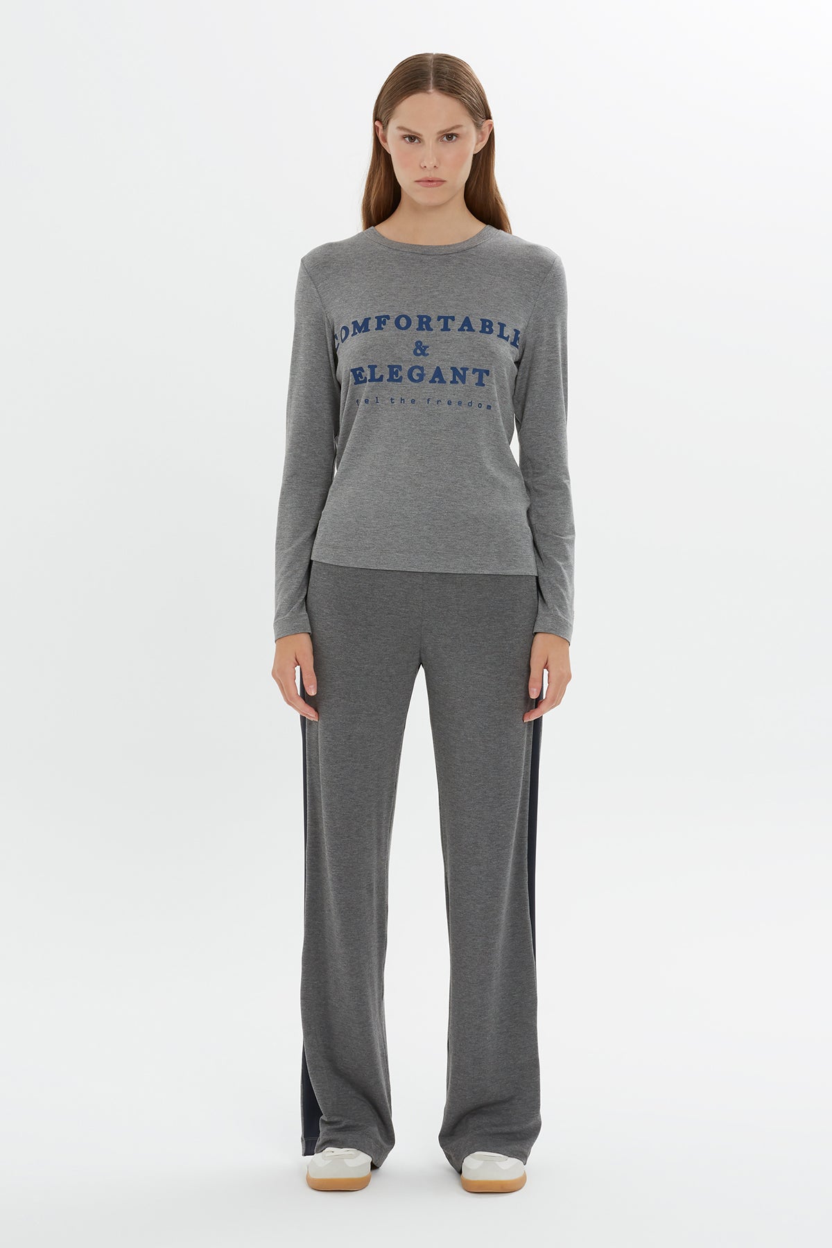 Grey Printed Long-Sleeve T-shirt