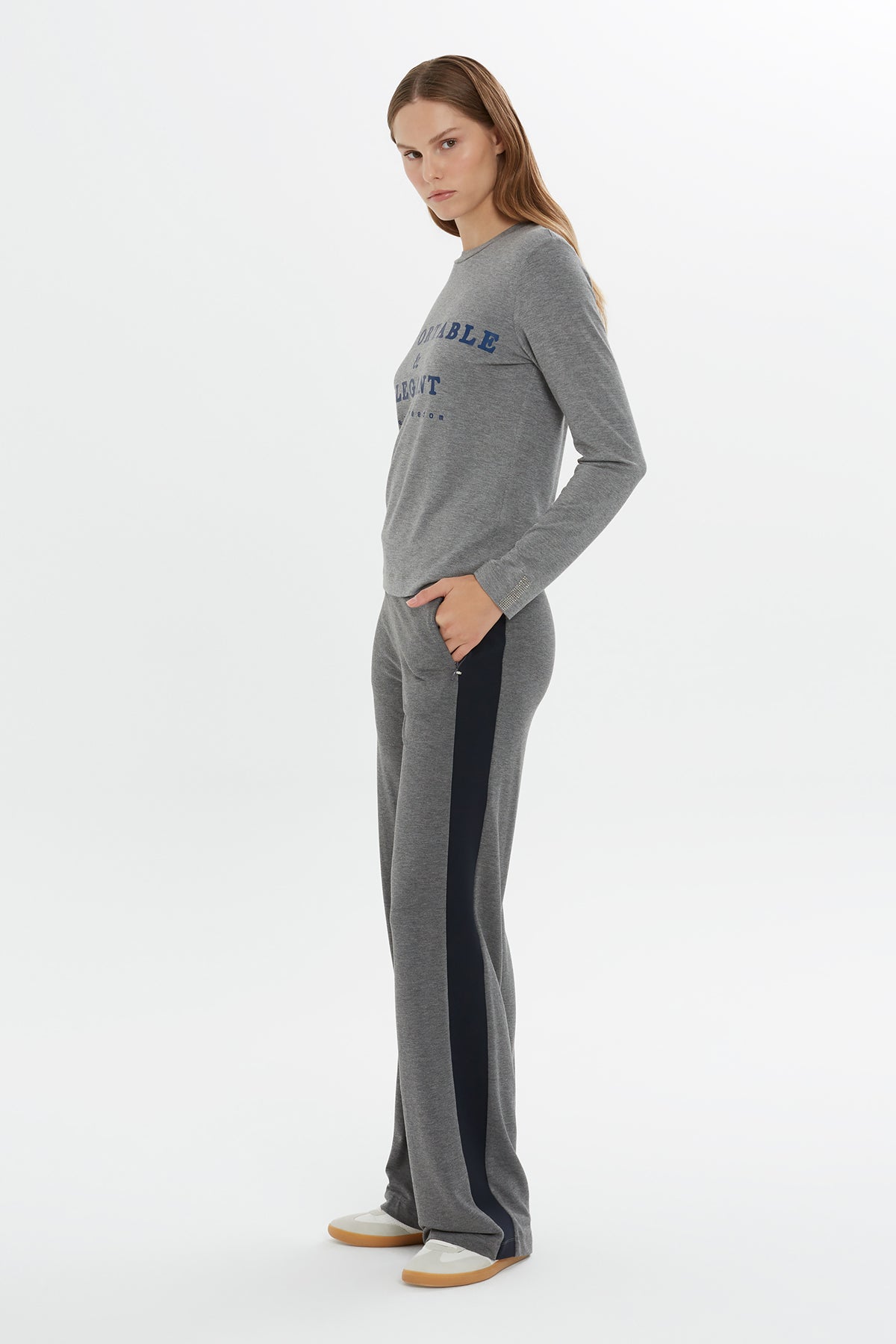 Grey Printed Long-Sleeve T-shirt