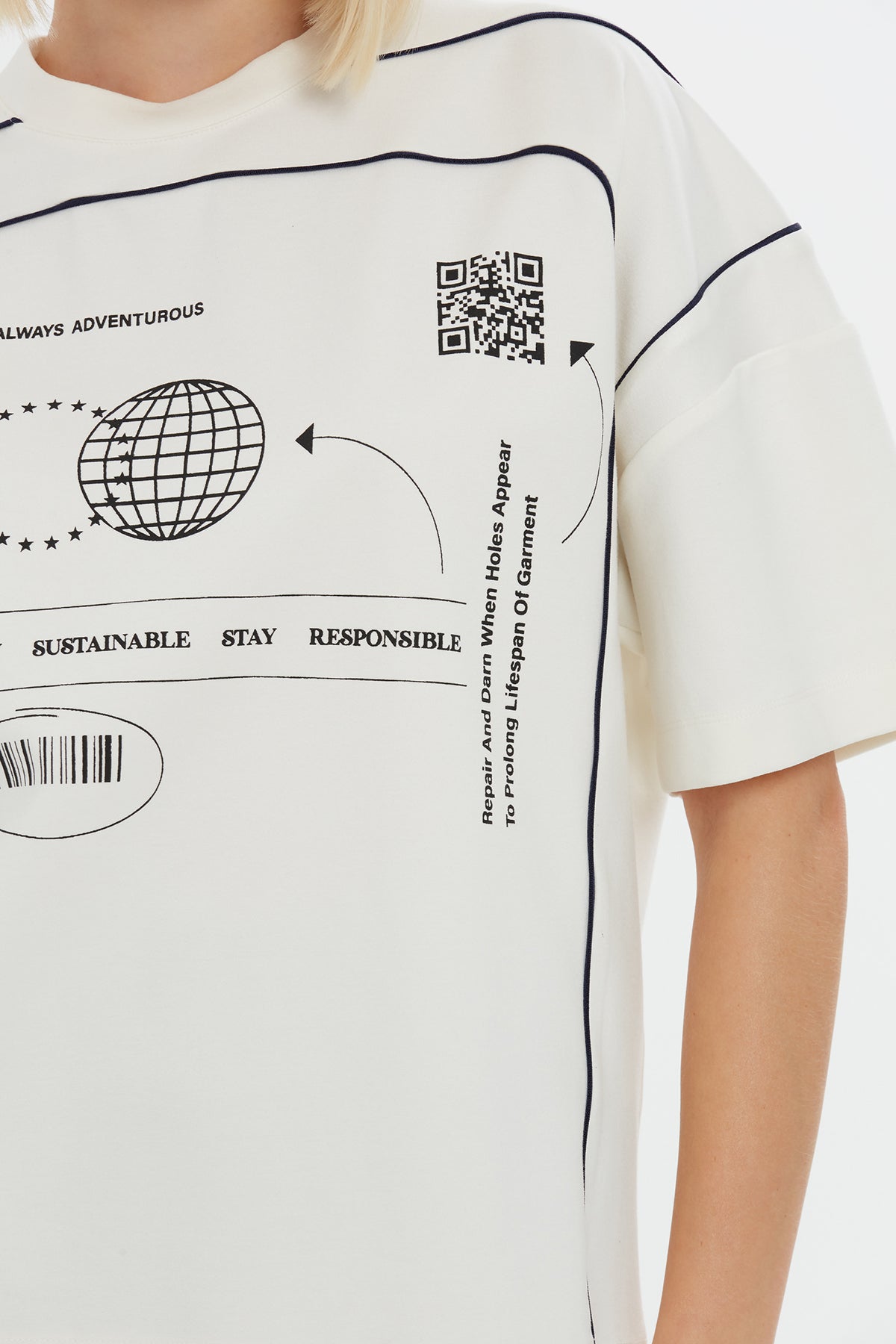 Ecru Graphic Printed T-Shirt