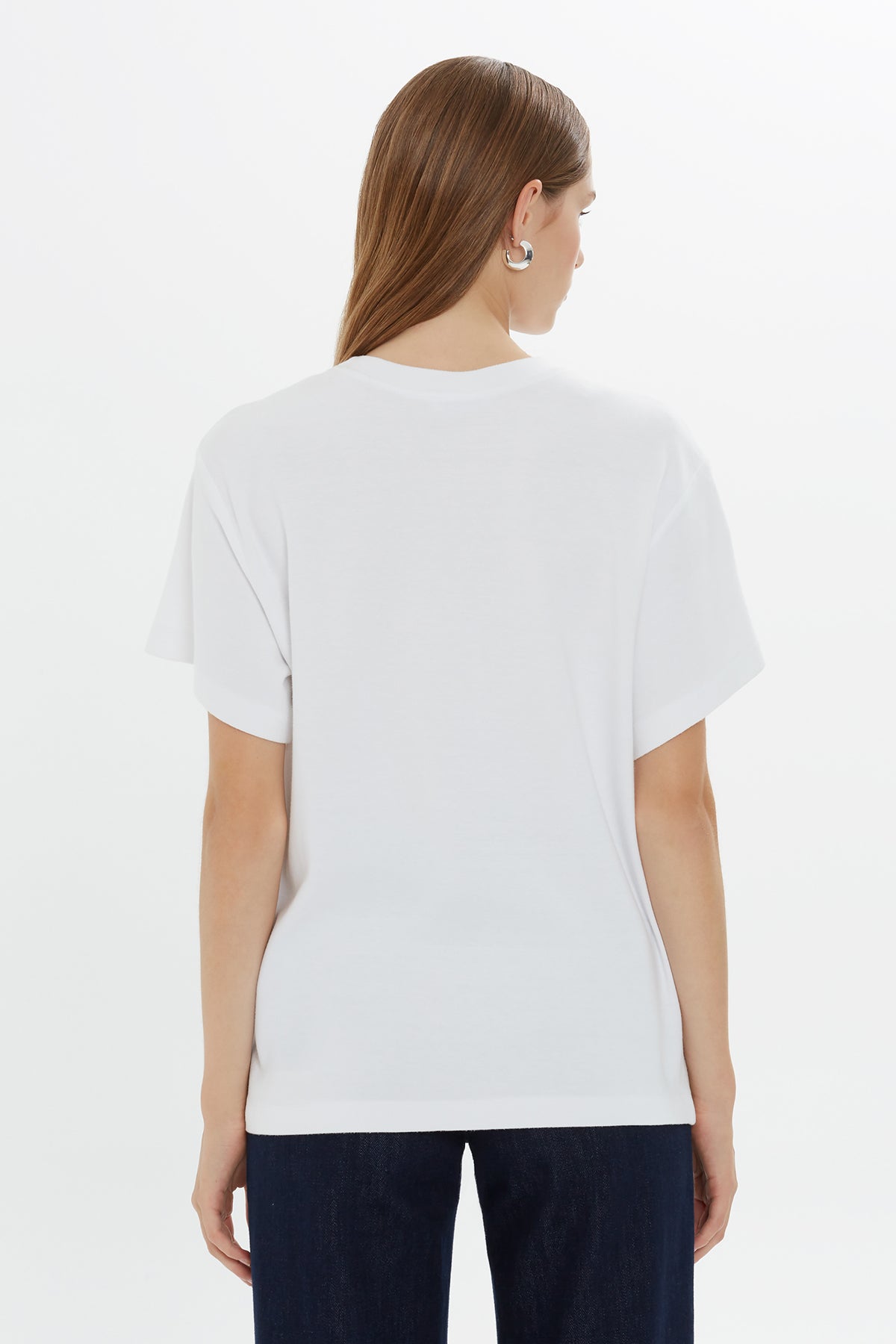 White Beaded Detail Pocket T-Shirt