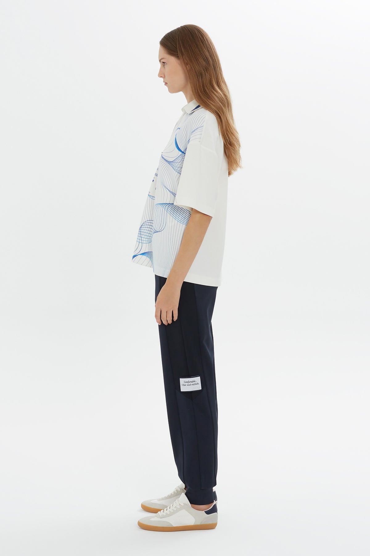 Ecru Graphic Print V Neck T-shirt