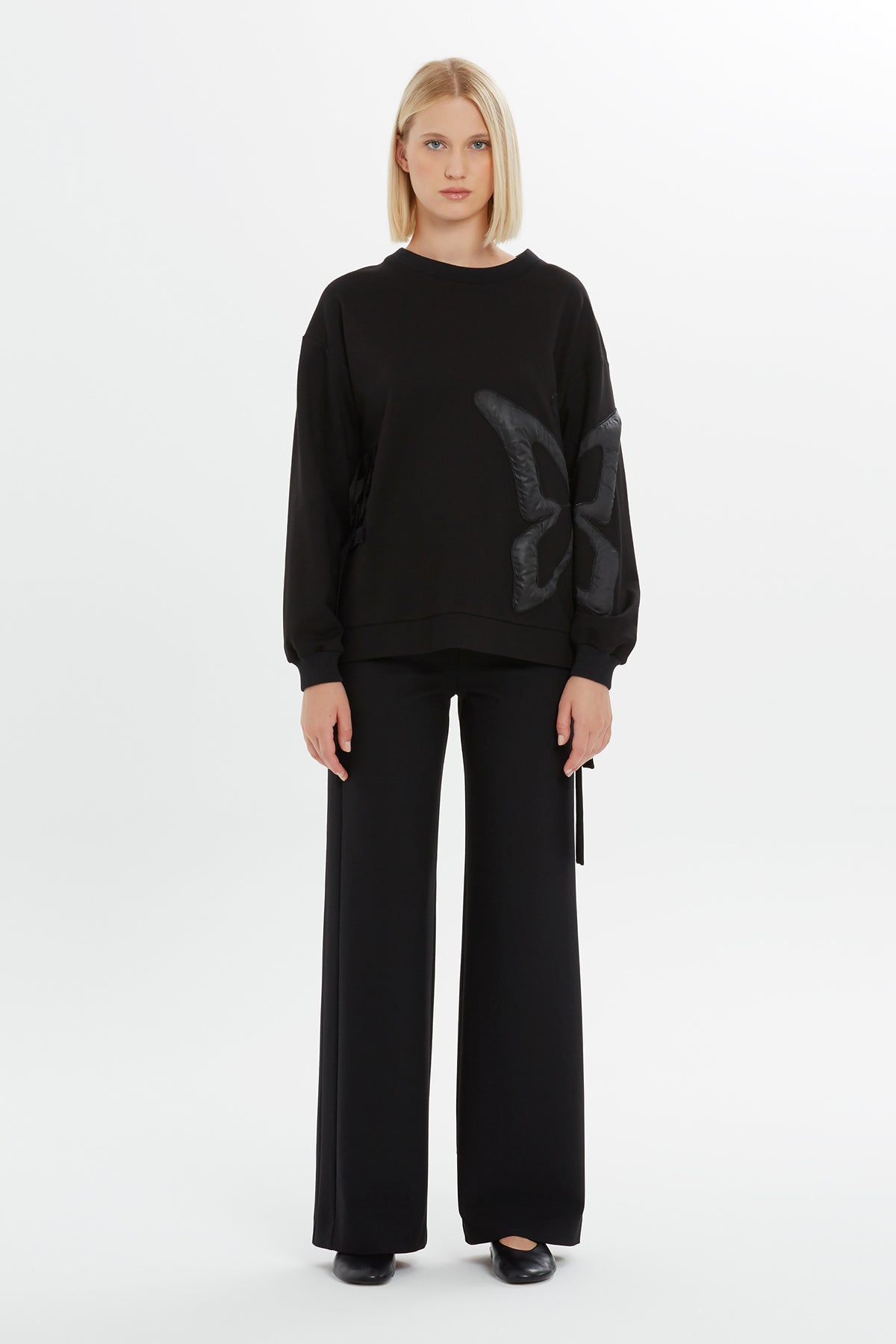 Black Butterfly-Print Sweatshirt