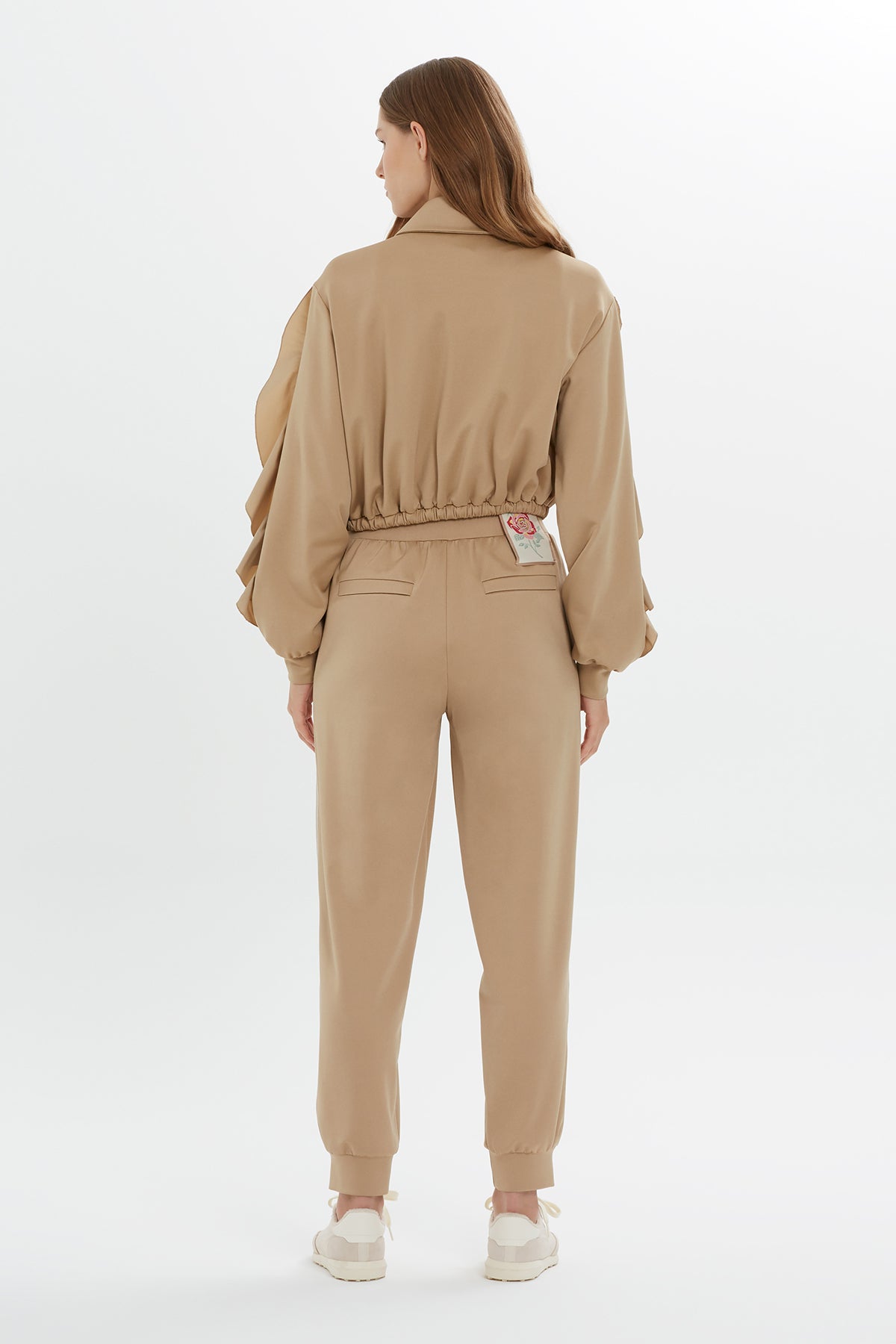 Ruffle-Sleeve Stripe Sweatshirt