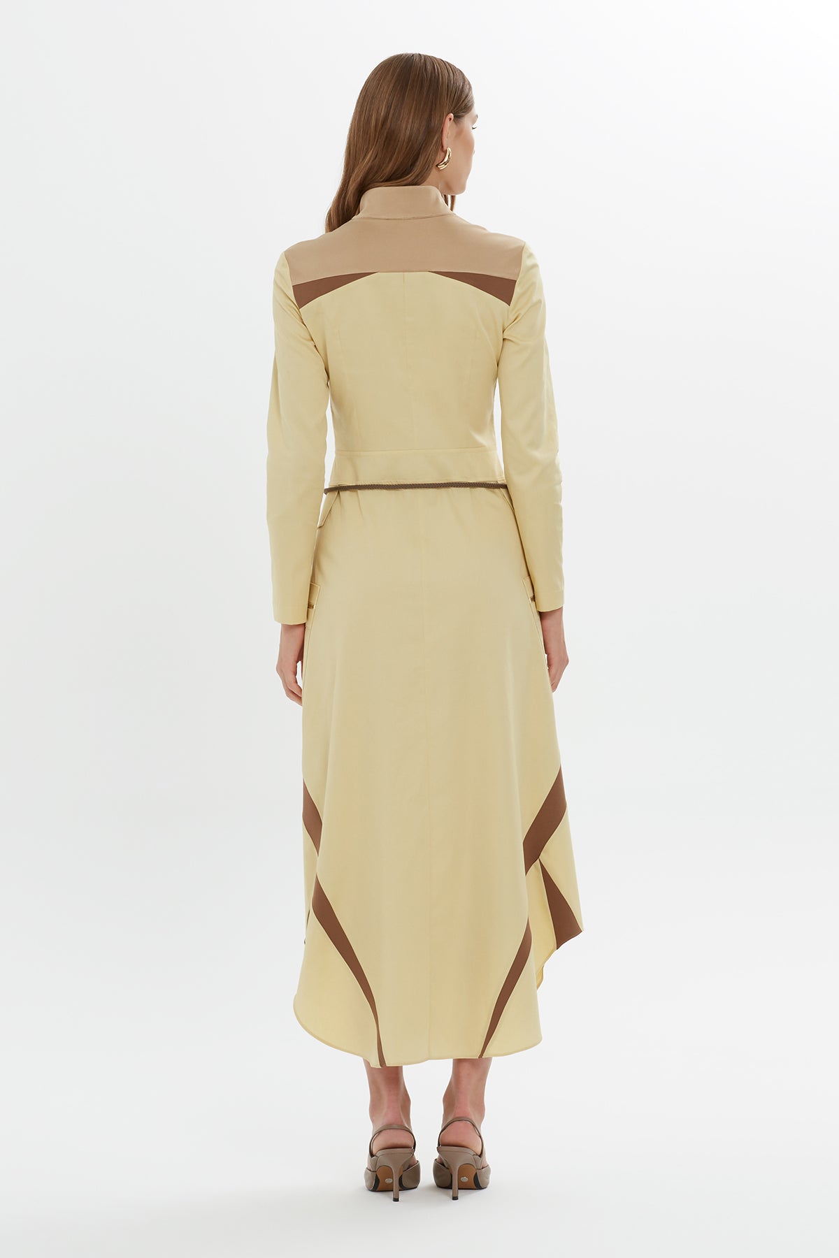 Ecru Drawstring-Detail Midi Dress