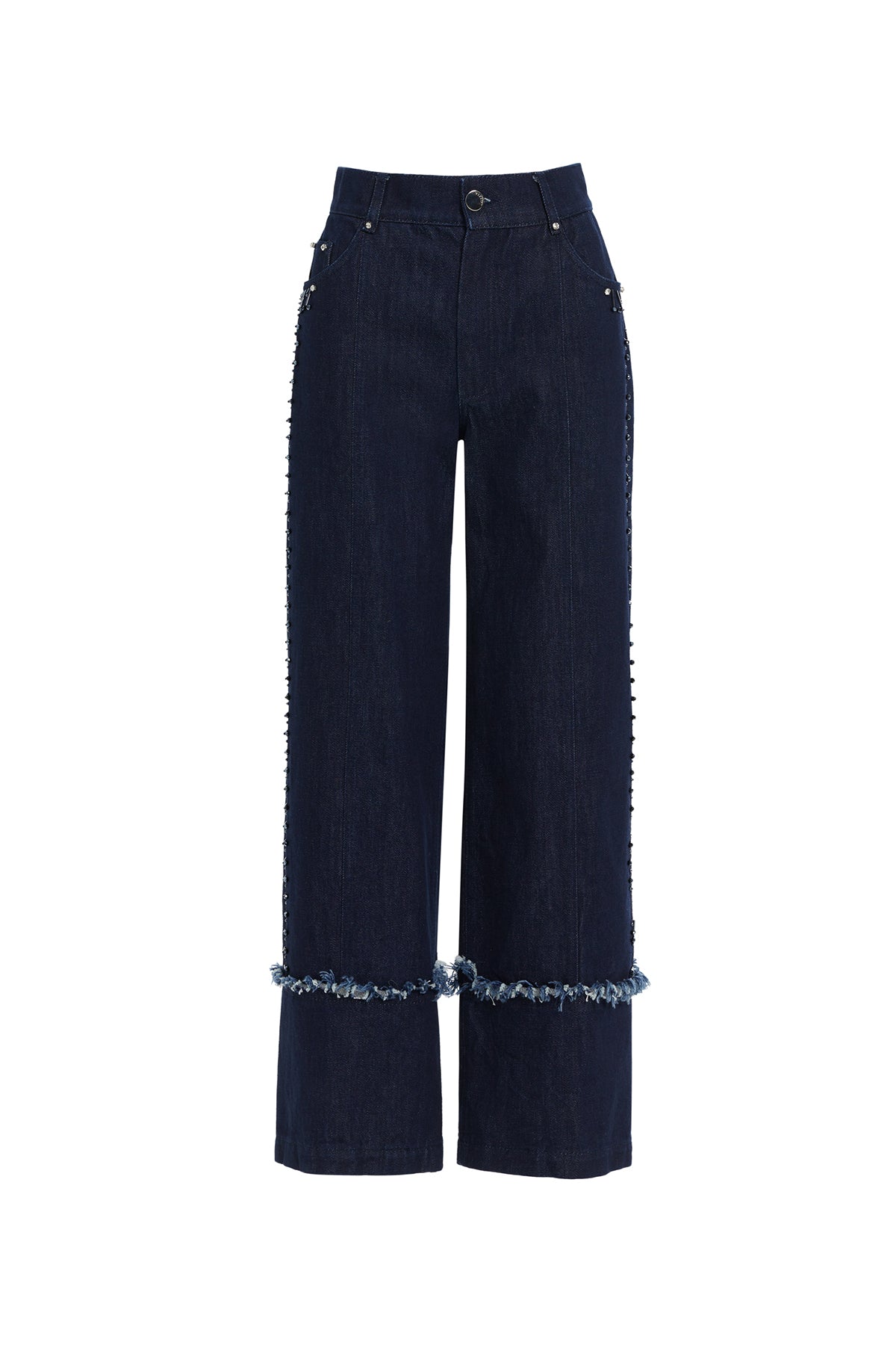 Embroidered Wide-Leg Jeans