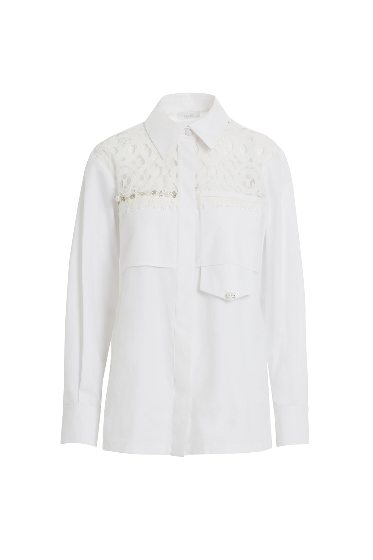 White Beaded Cotton Shirt