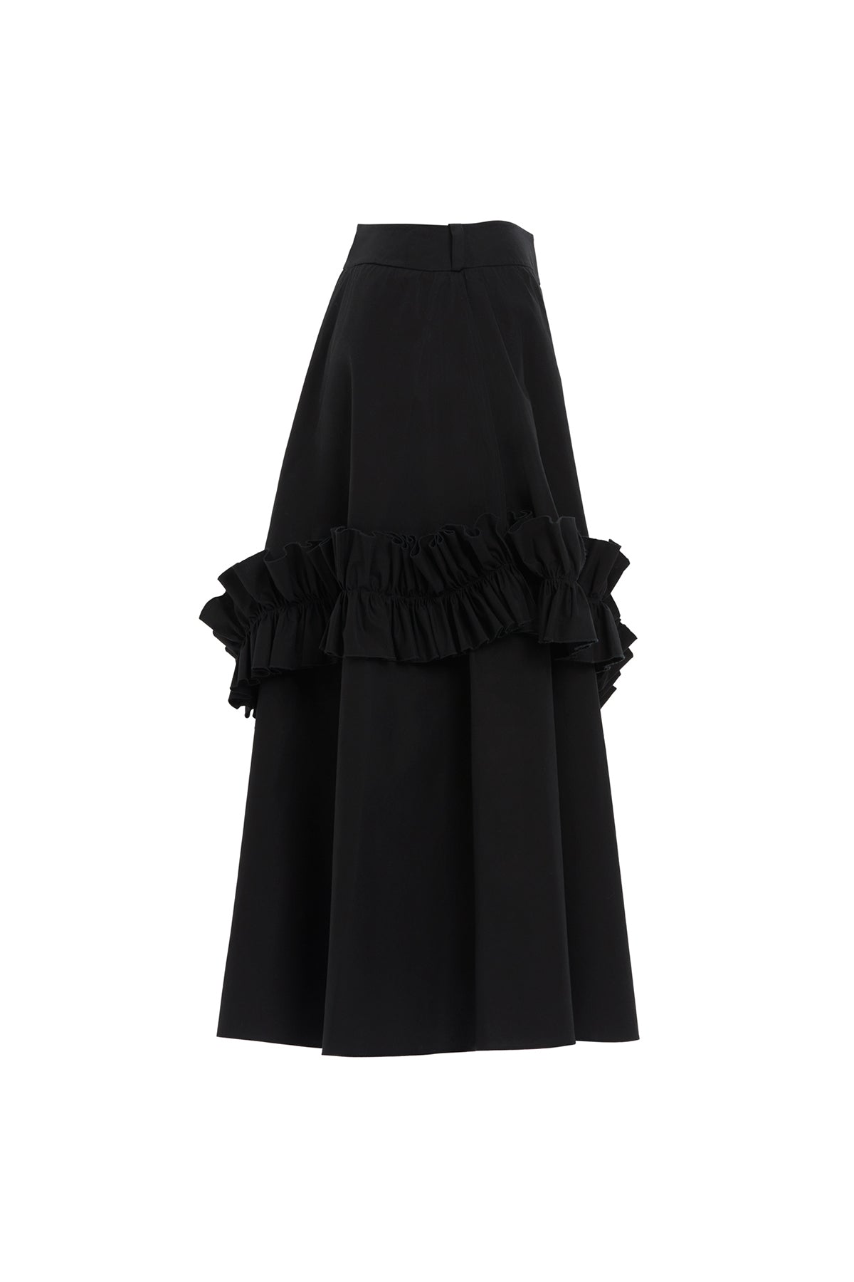 Asymmetric Ruffle Detail Midi Skirt