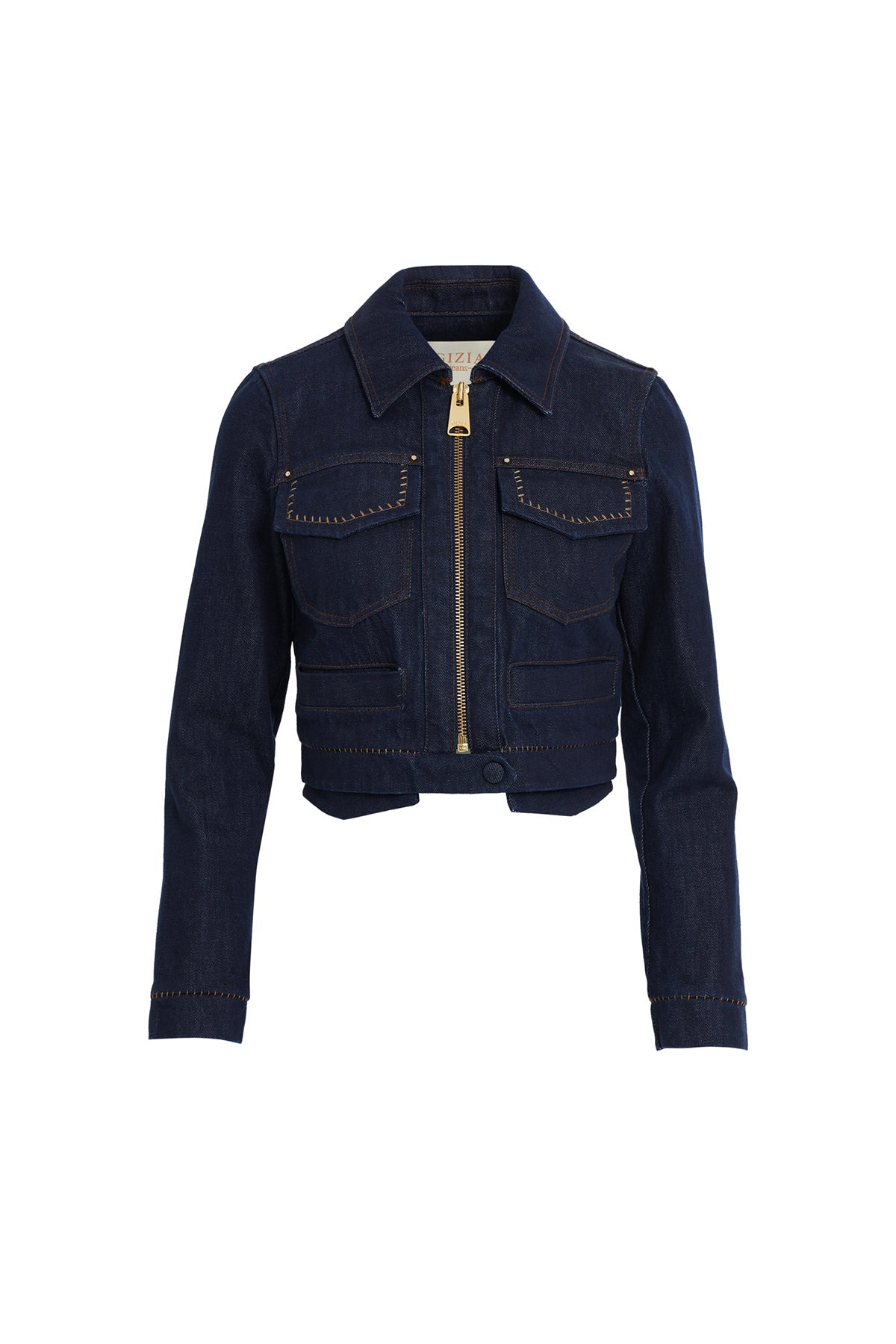 Stud-Detail Cropped Denim Jacket