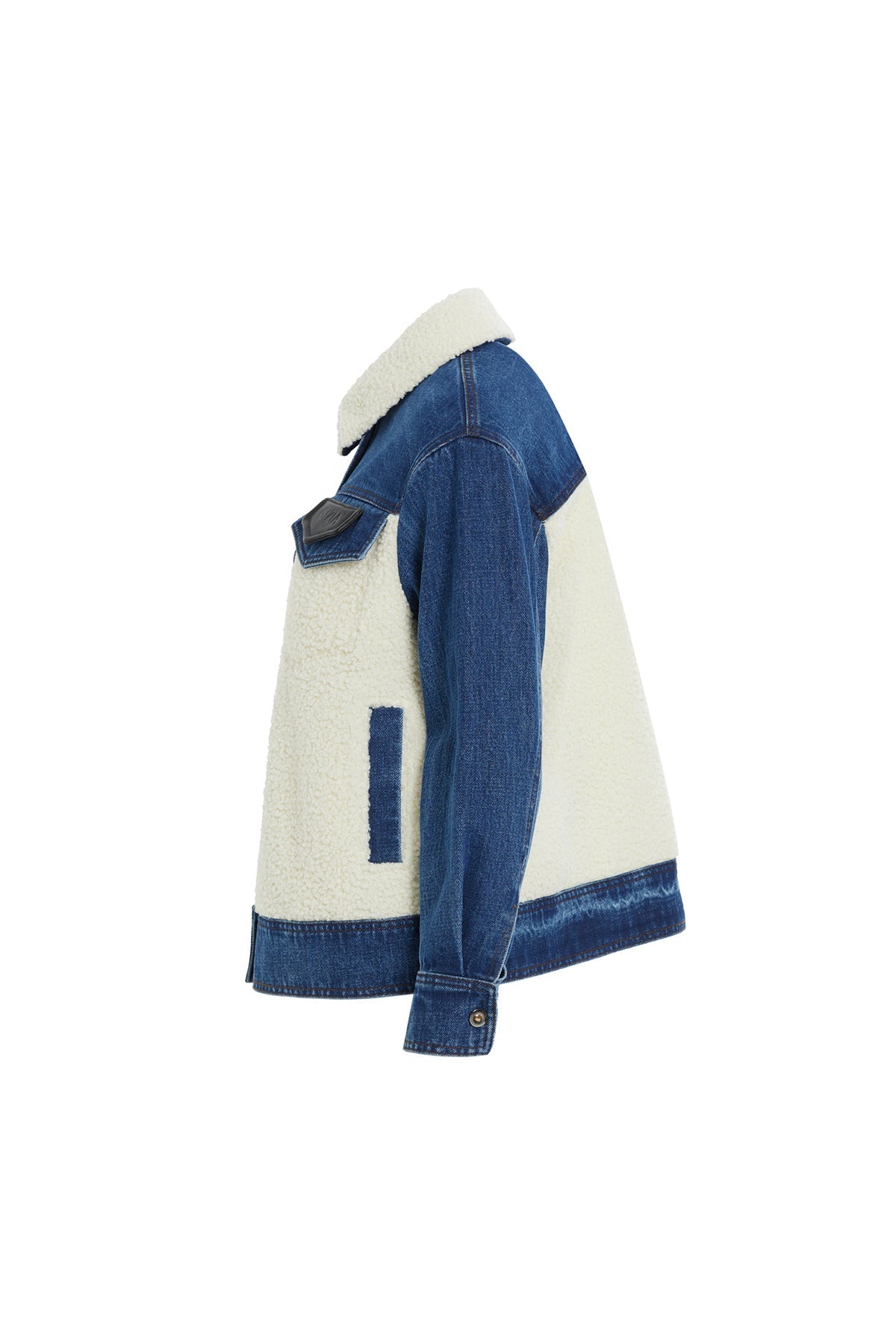 Plush-Detail Denim Jacket