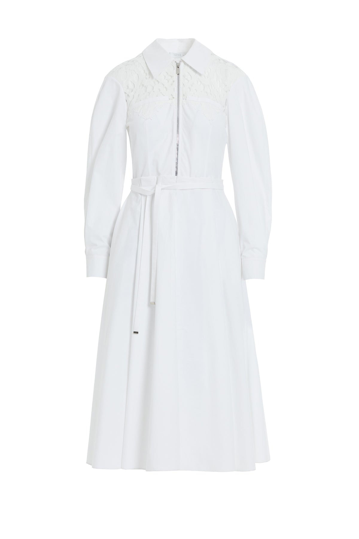 White Midi Zipper Detail Dress