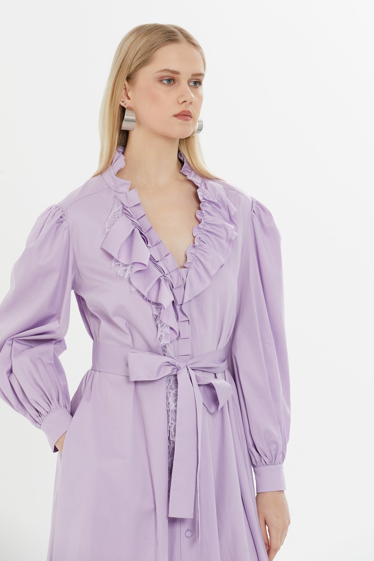 Pink Ruffled Midi Dress