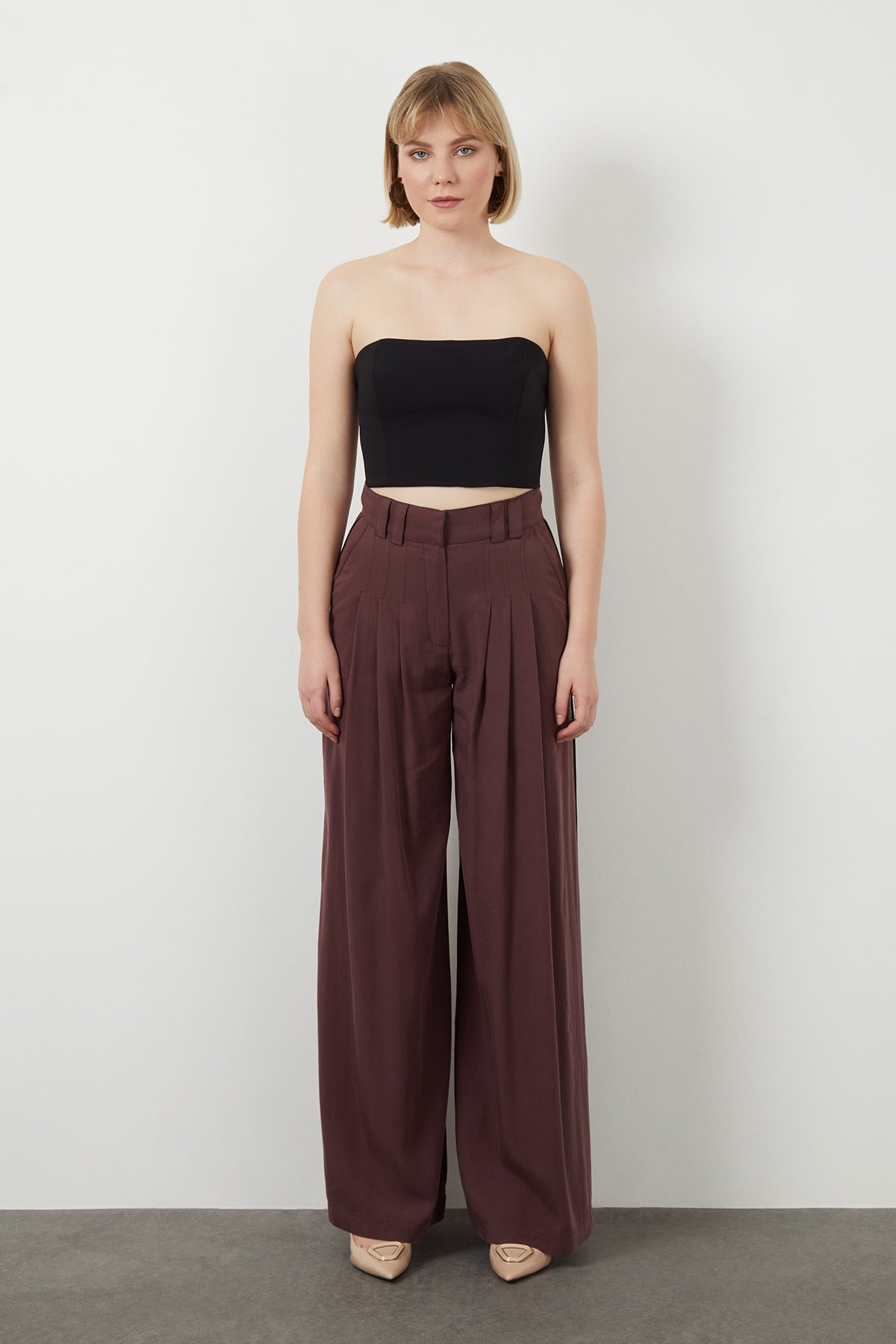 Brown Trousers with Elasticated Back Waist