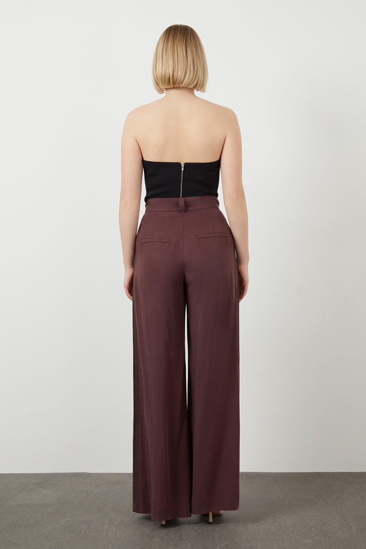 Brown Trousers with Elasticated Back Waist