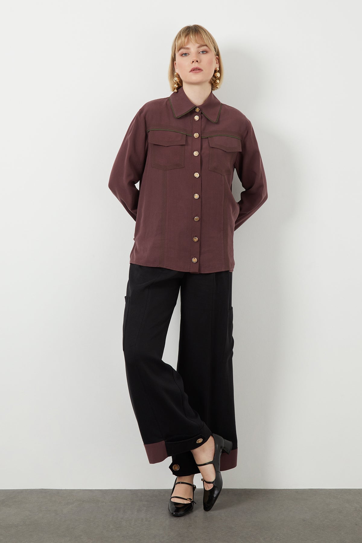 Pink Button-Detail Shirt