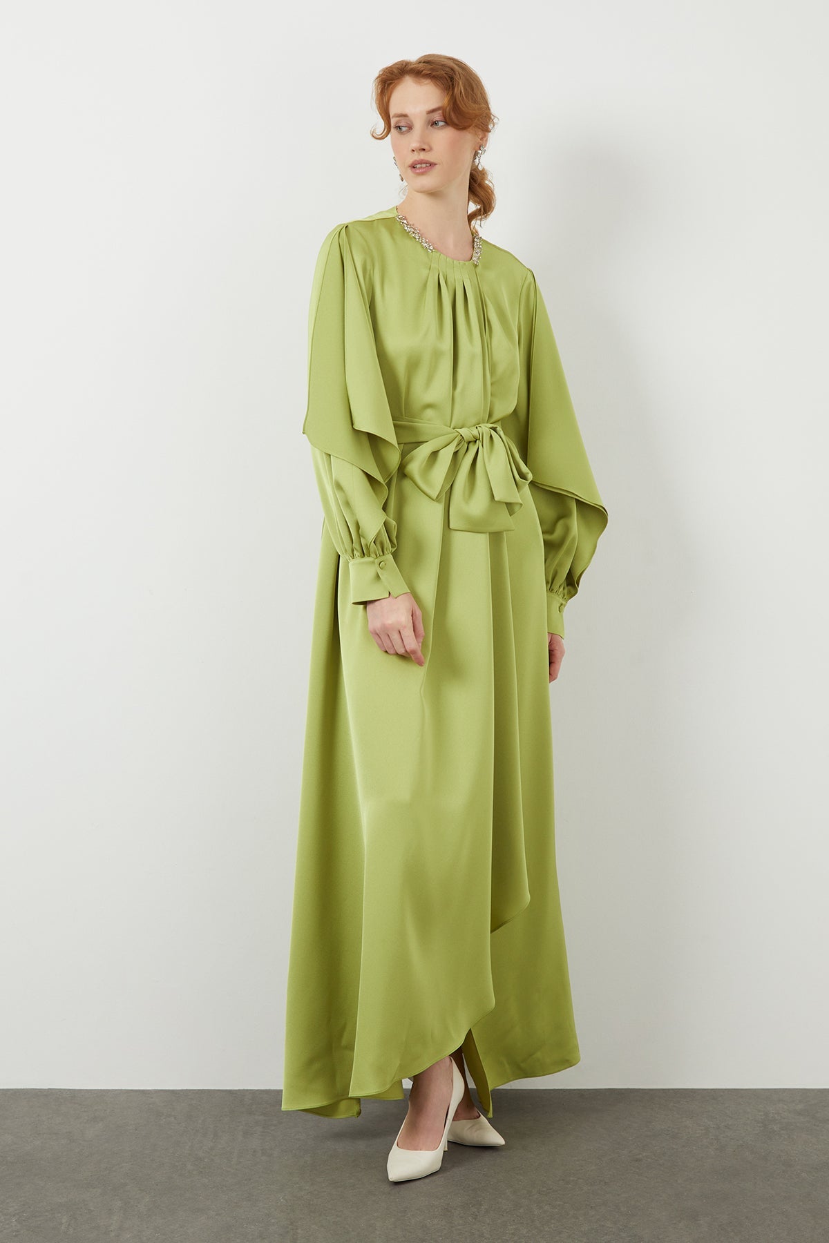 Green Maxi Pleated Dress