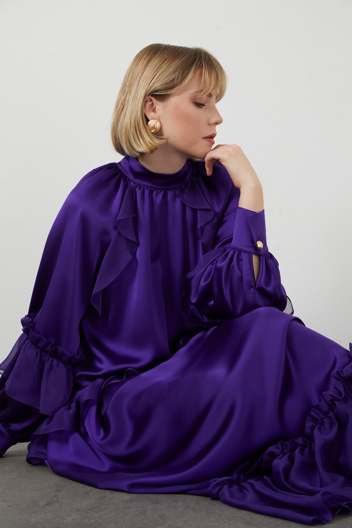 Purple Long-Sleeve Maxi Dress