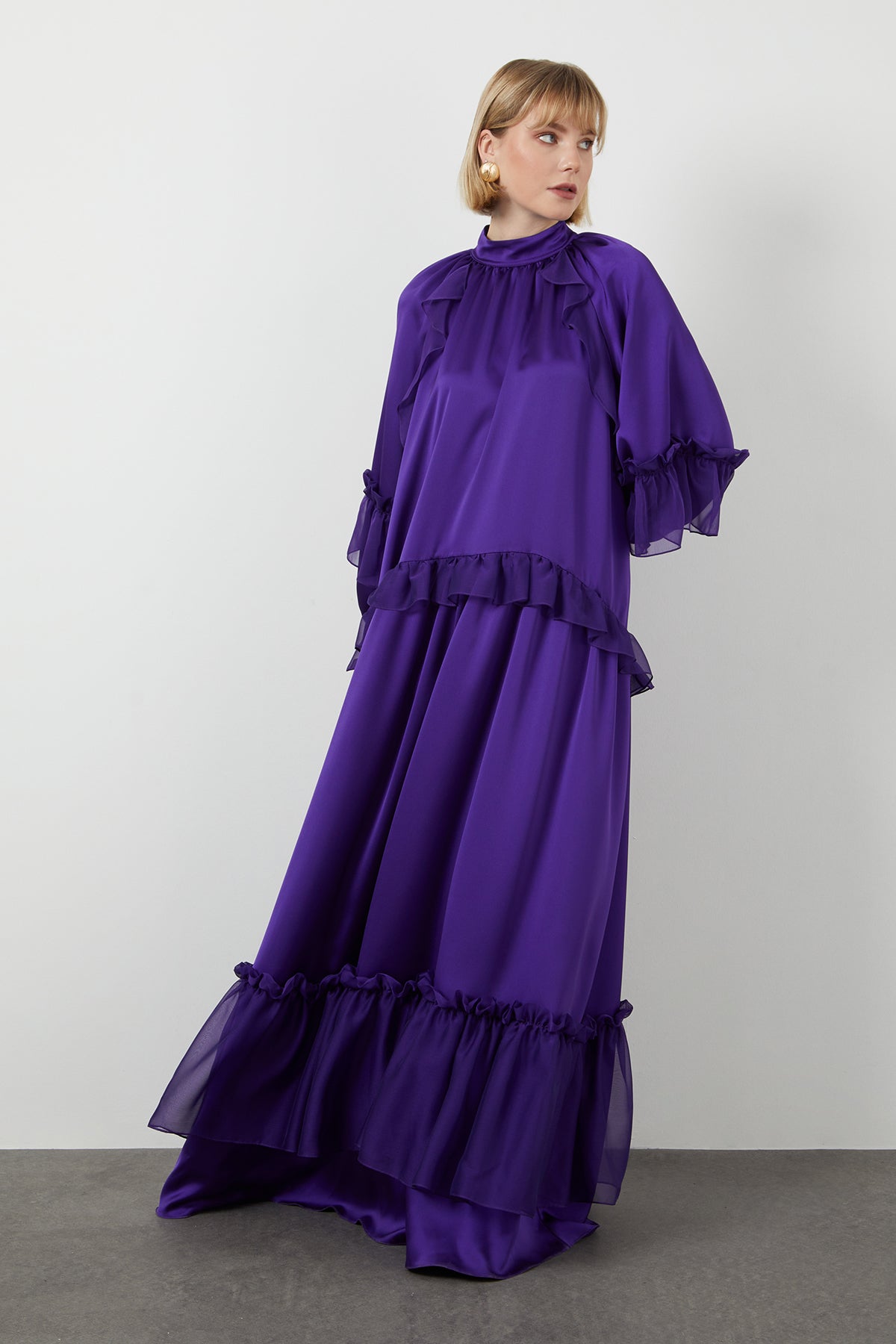 Purple Long-Sleeve Maxi Dress