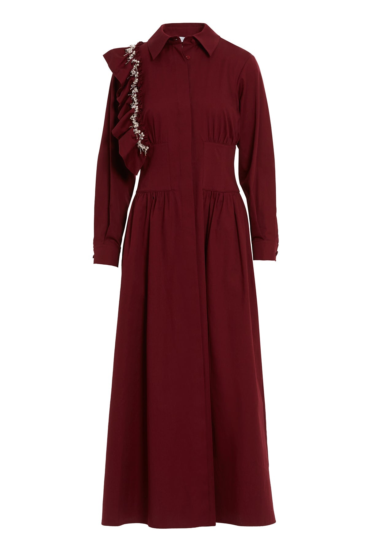 Red Pleated Midi Dress