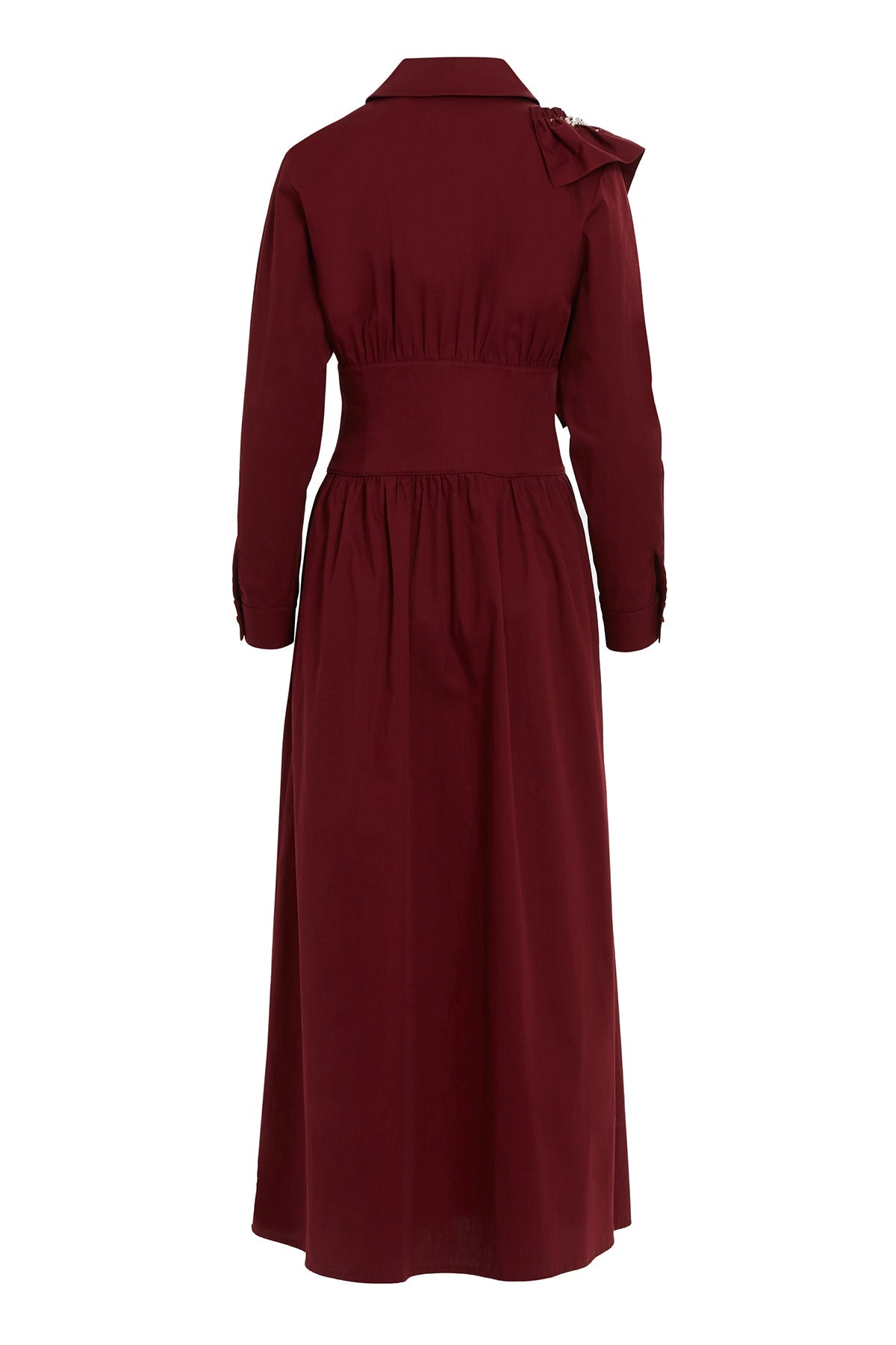 Red Pleated Midi Dress