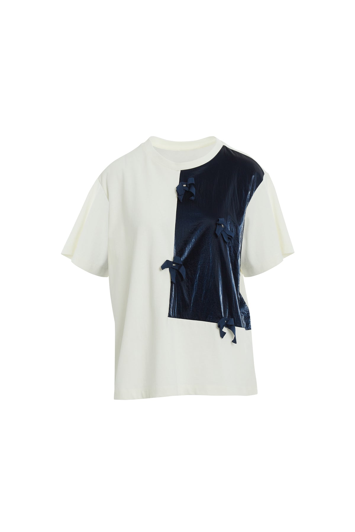Ecru Ribbon Embellished T-Shirt