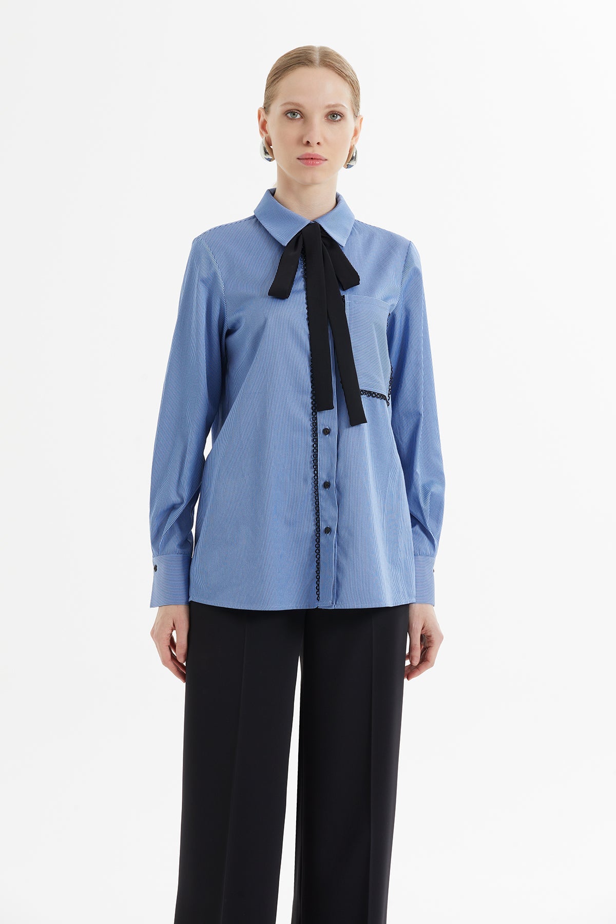 Black Scarf-Detail Co-Ord Set