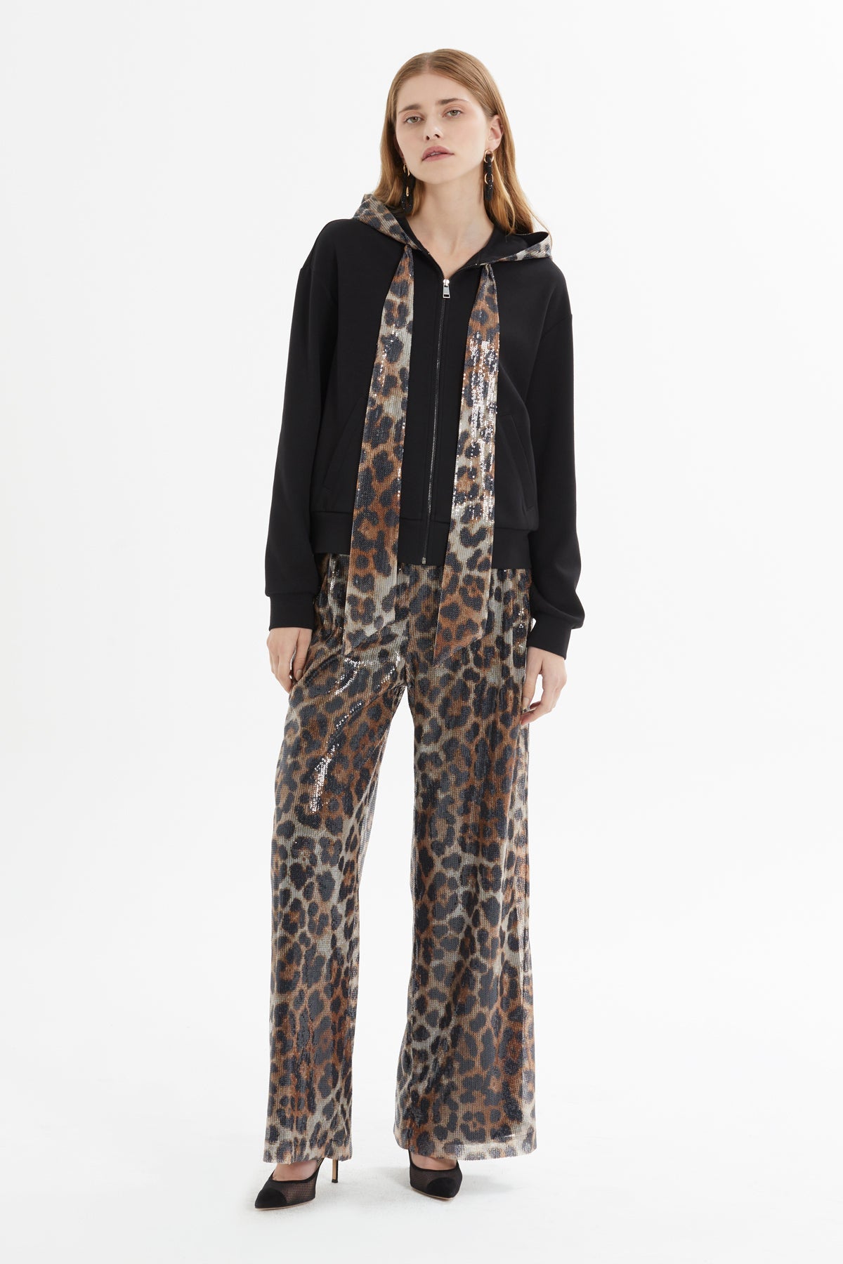 Black Leopard-Print Tracksuit