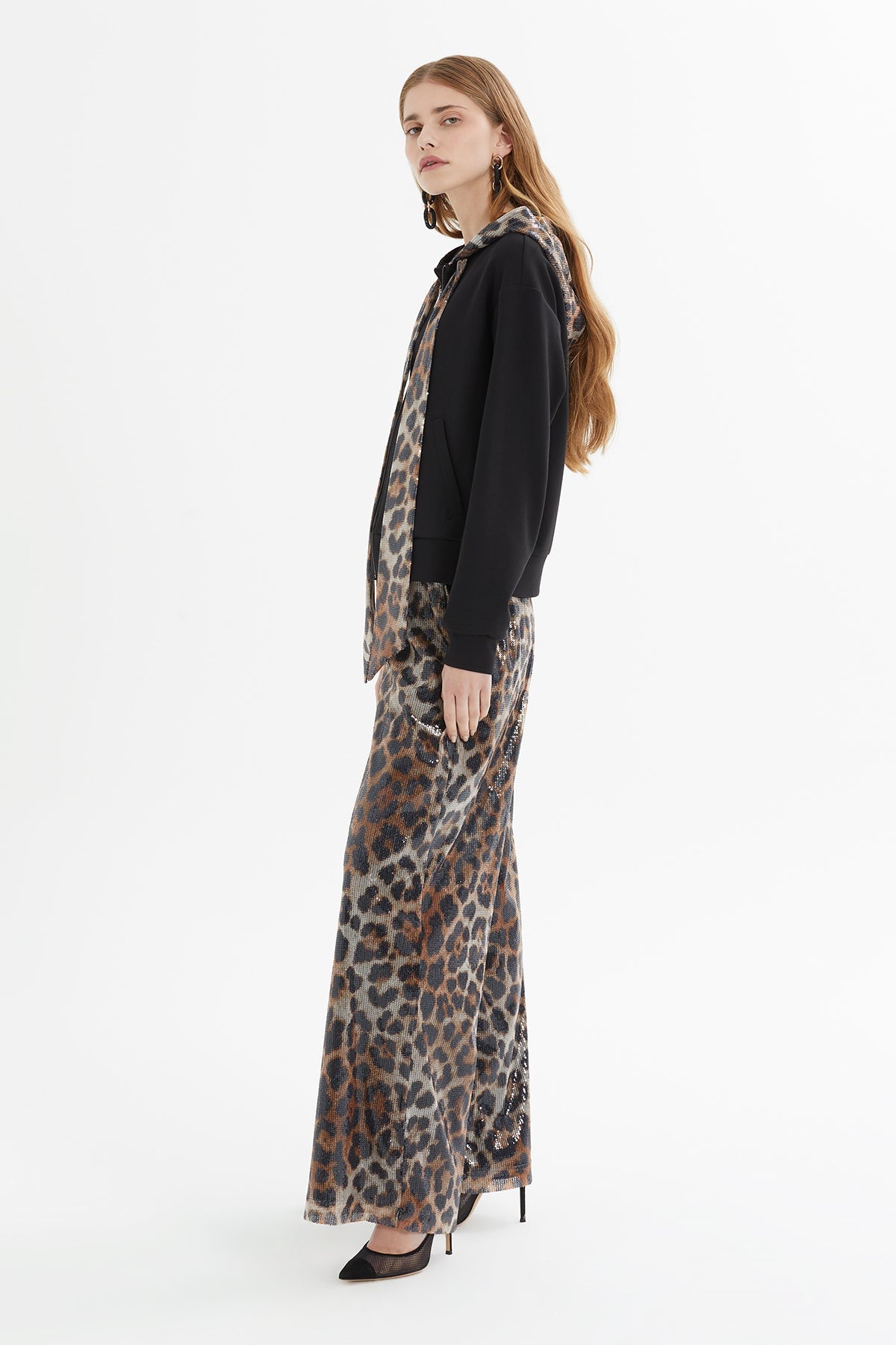 Black Leopard-Print Tracksuit