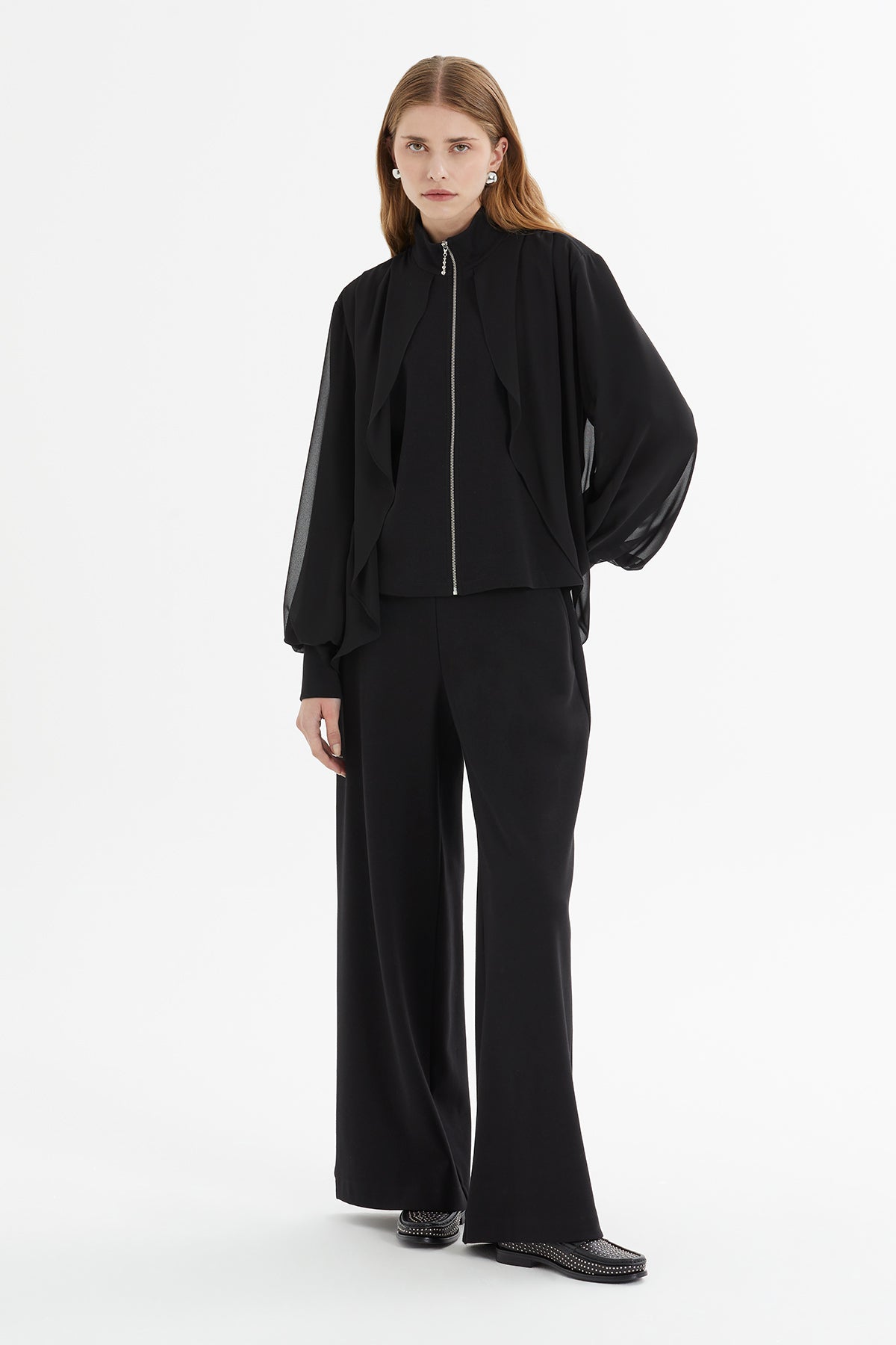 Black Mesh-Sleeve Tracksuit