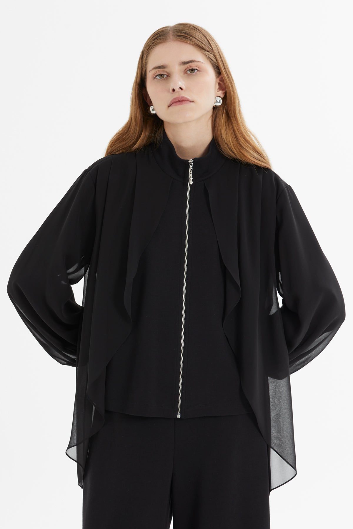 Black Mesh-Sleeve Tracksuit