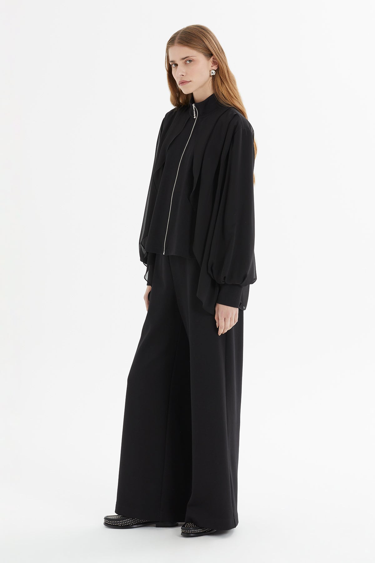 Black Mesh-Sleeve Tracksuit