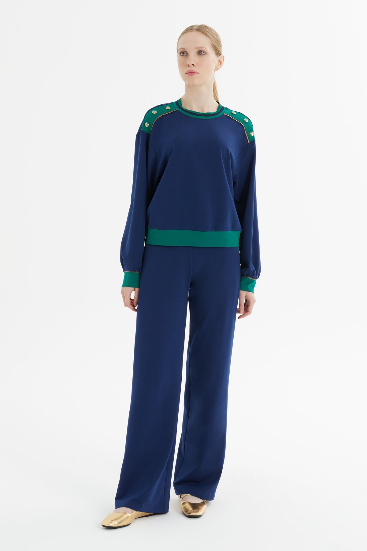 Navy Button-Detail Tracksuit