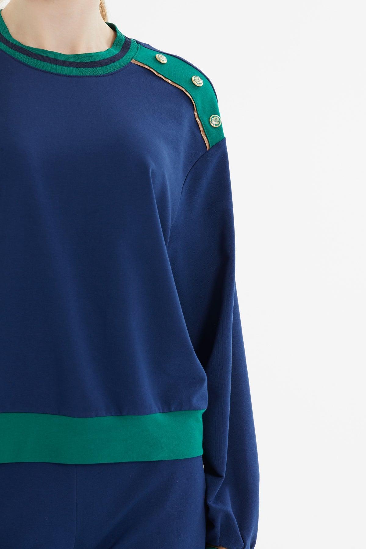 Navy Button-Detail Tracksuit