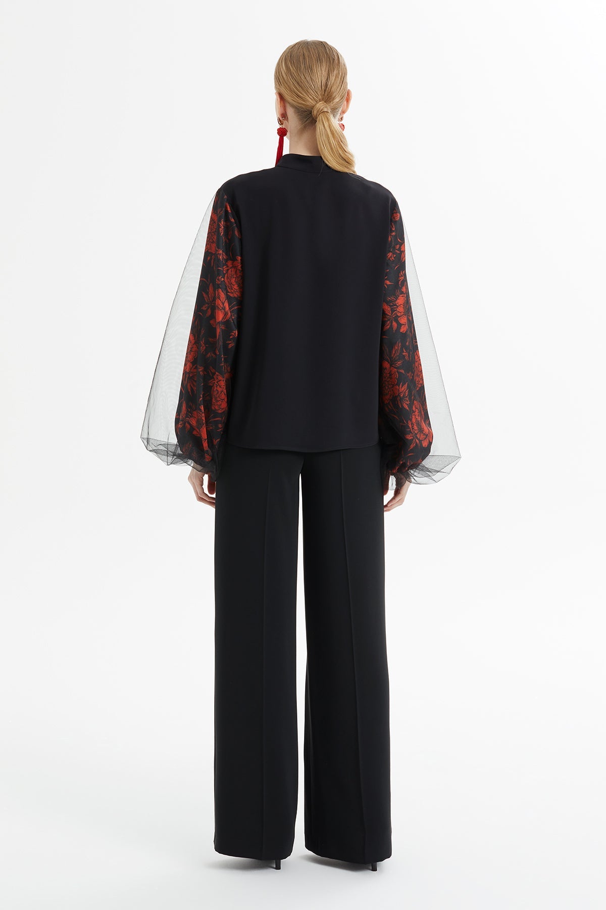 Black Patterned-Sleeve Tracksuit