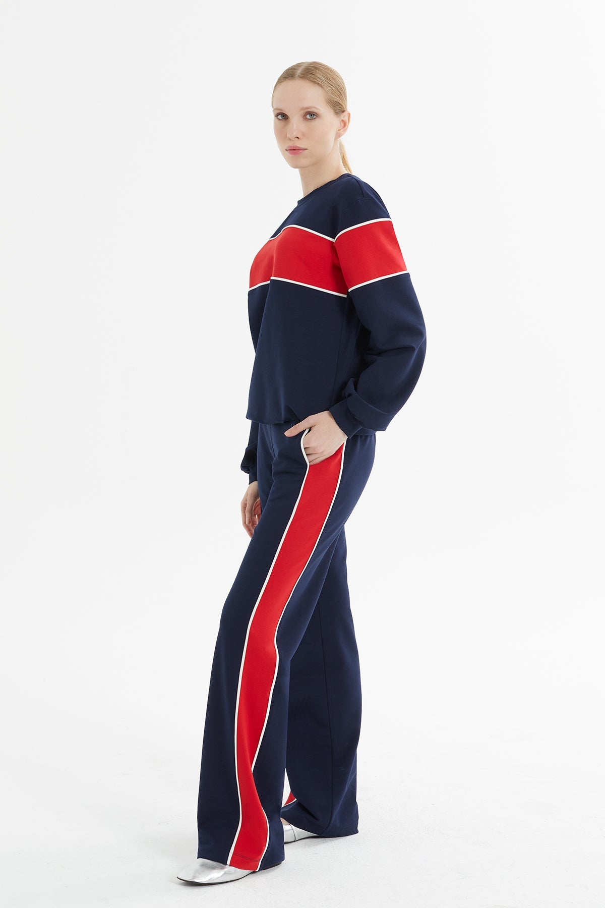 Navy Color-Block Tracksuit