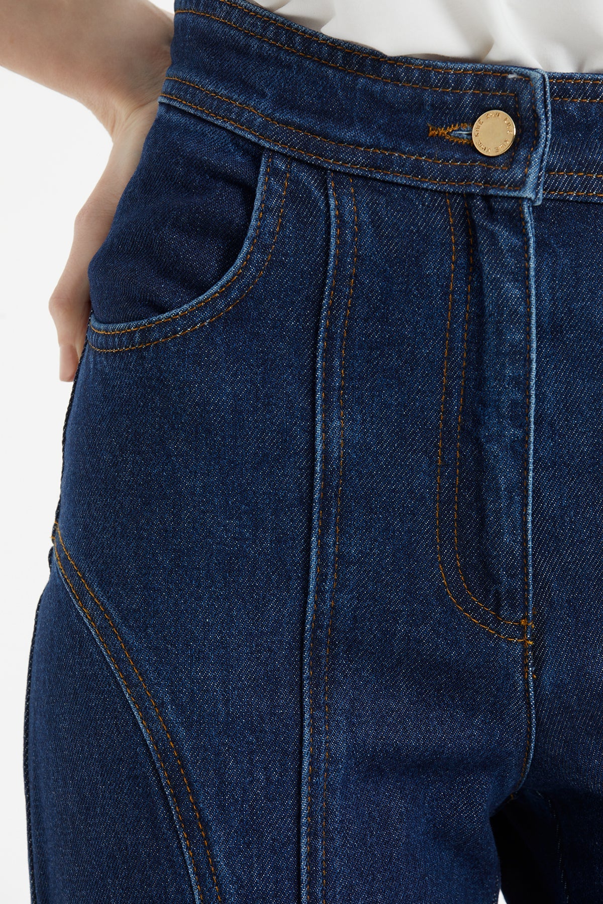 Patchwork Contrast-Stitch Cargo Jeans