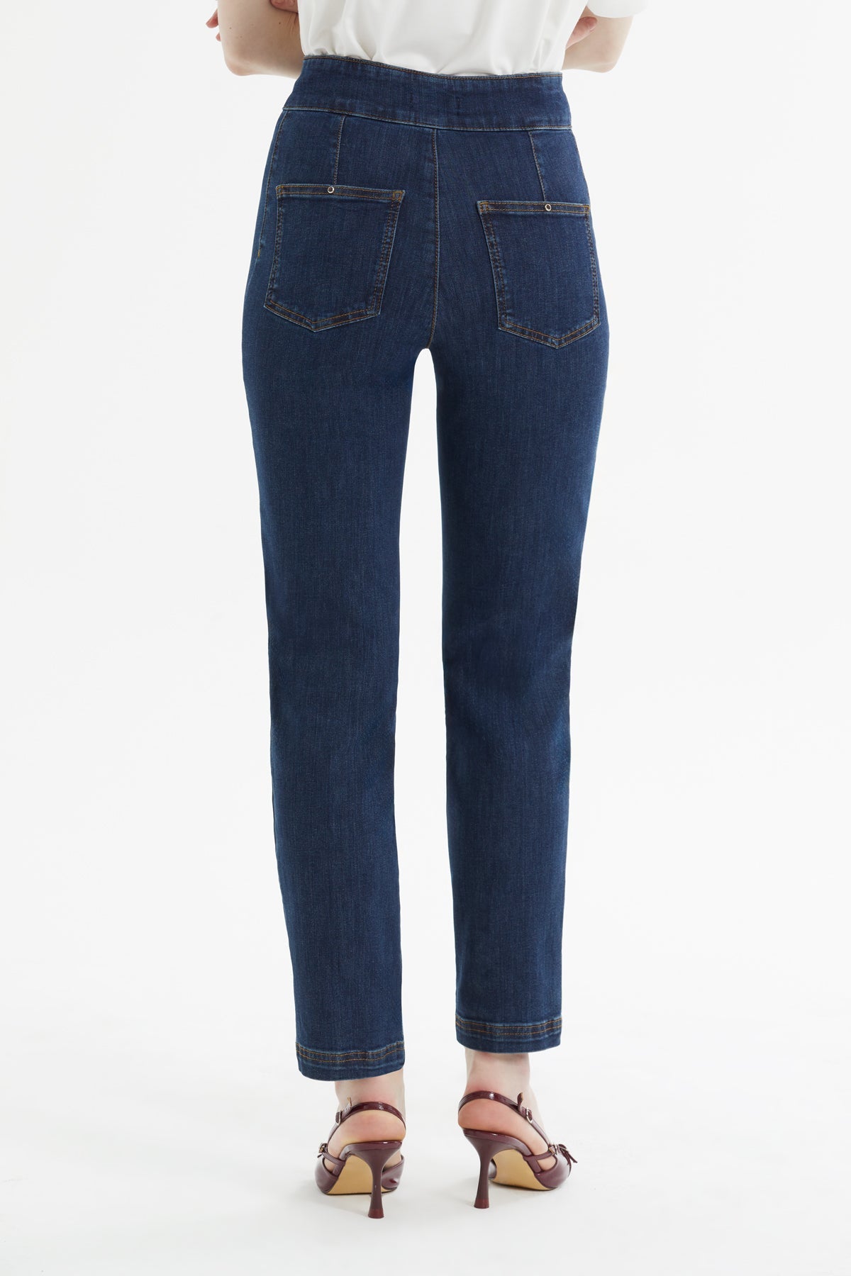 High-Waist Zip Stretch Jeans